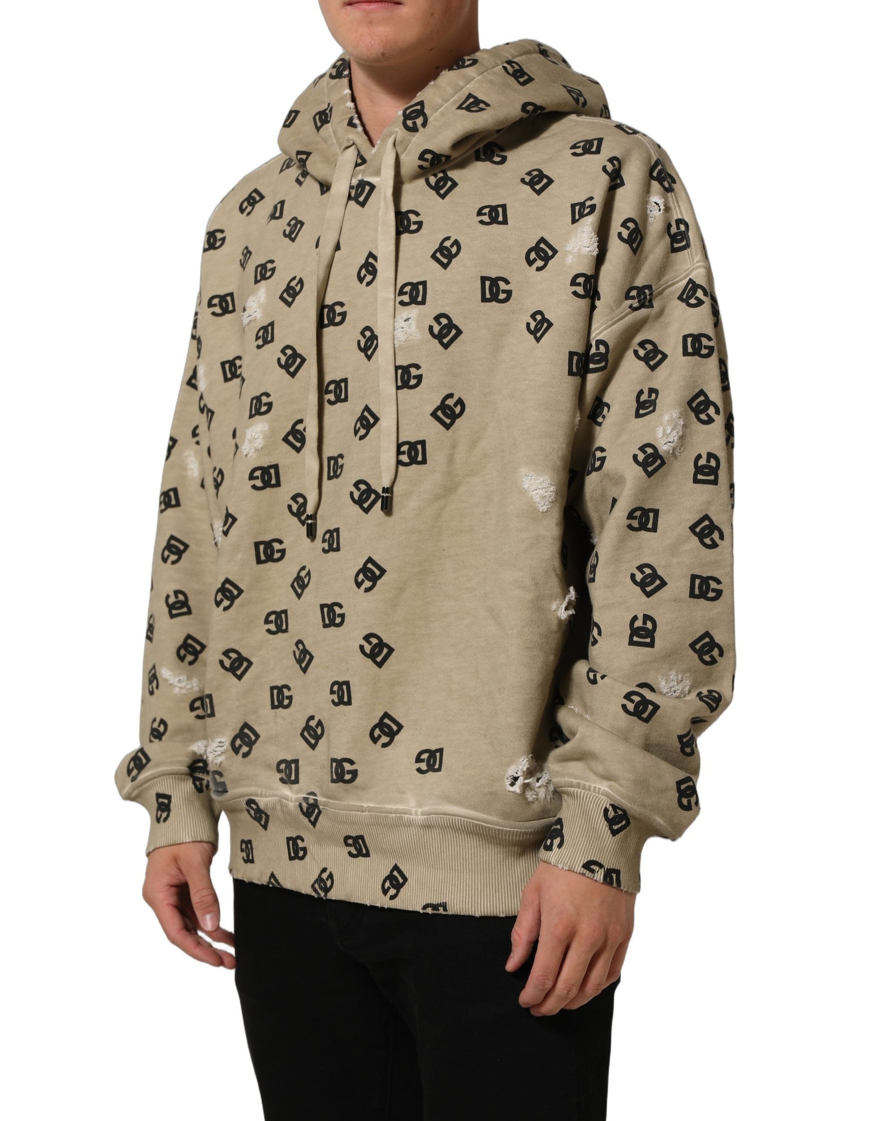 Dolce & Gabbana Brown Cotton Logo Hooded Sweatshirt Sweater | Regal Royce