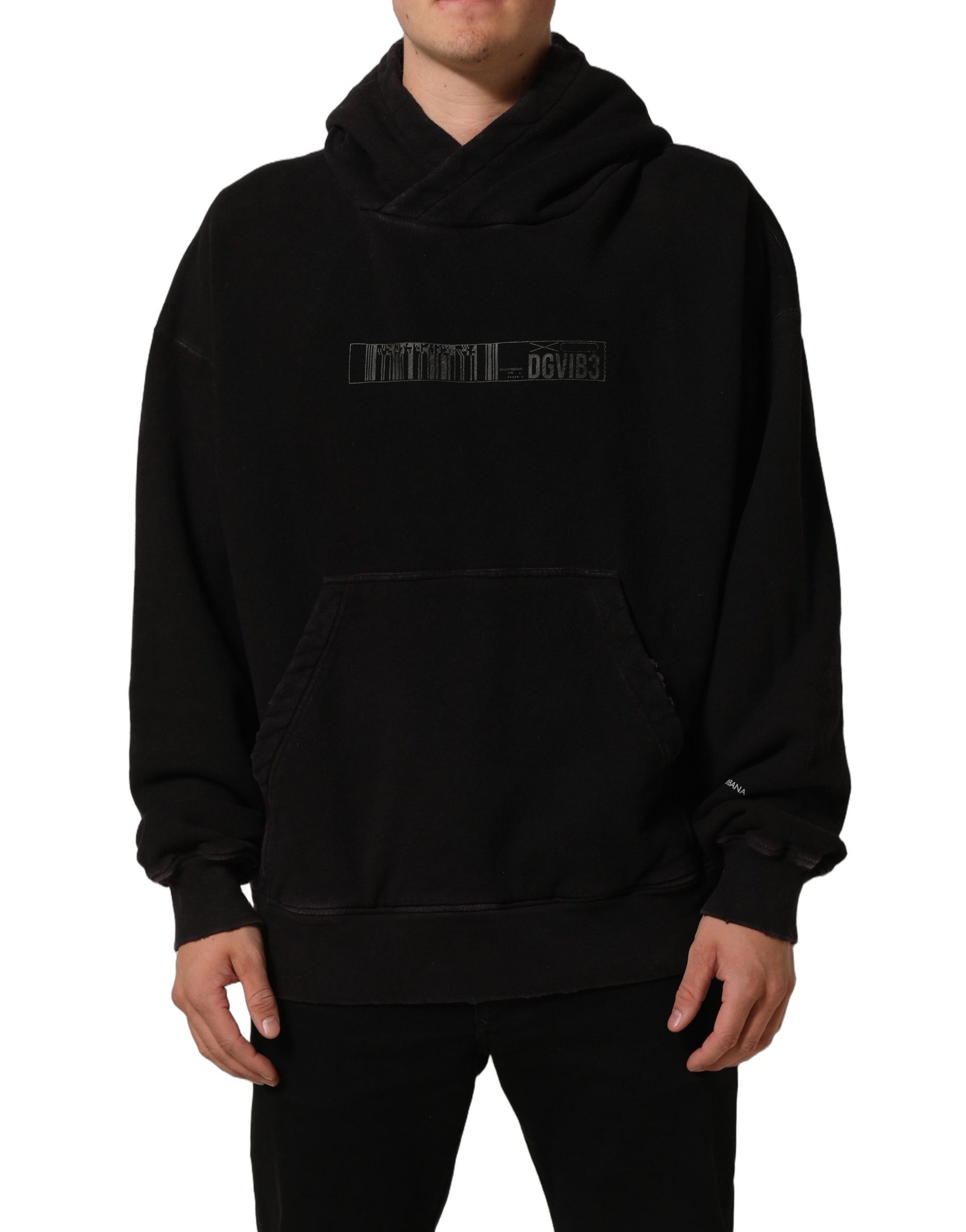 Dolce & Gabbana Black Cotton DGVIB3 Hooded Sweatshirt Sweater | Regal Royce