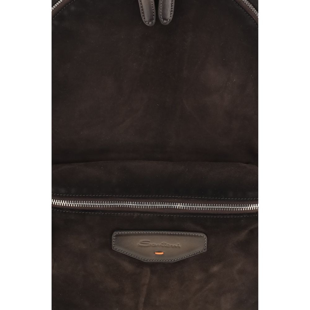 Santoni Brown Calf Leather Bos Taurus Backpack | Regal Royce
