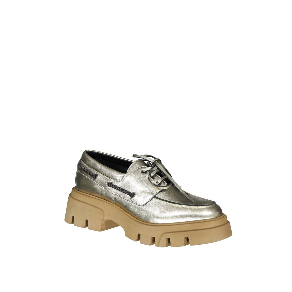 Brunello Cucinelli Gold Leather Platform Loafers | Regal Royce
