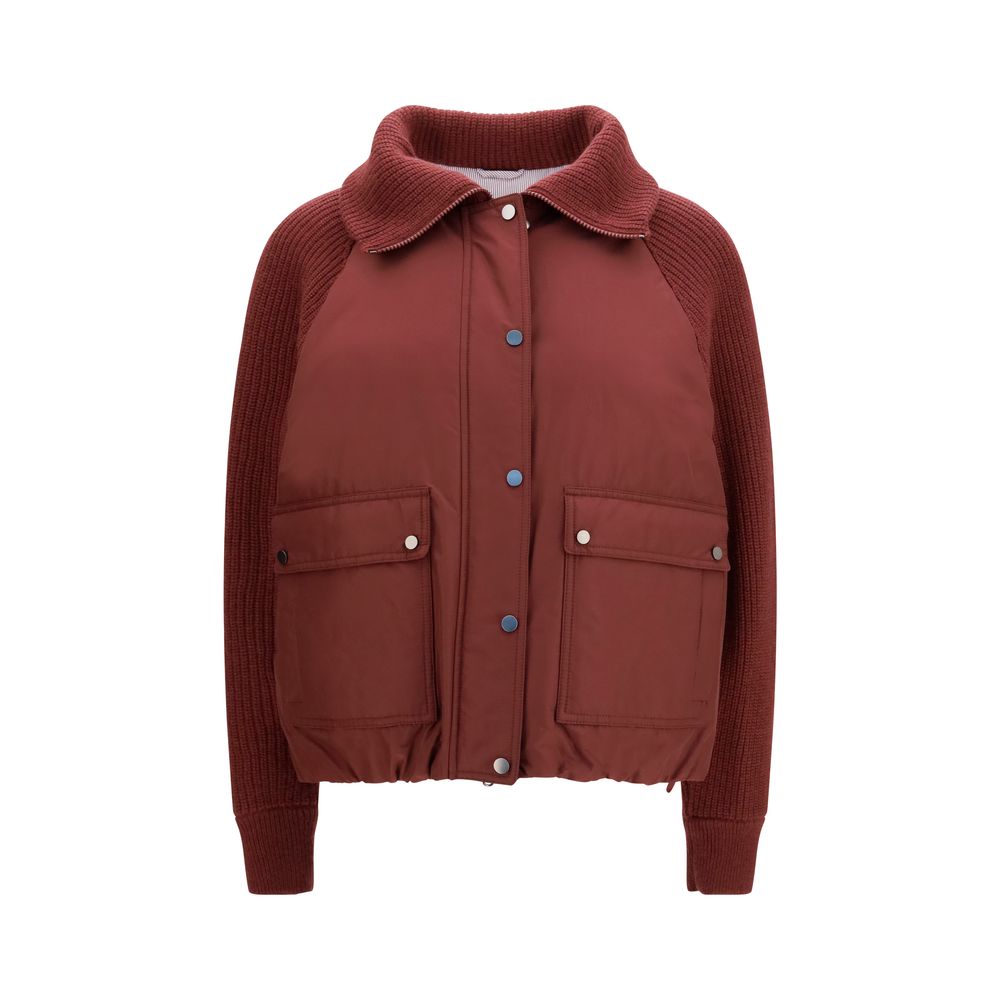 Brunello Cucinelli Bordeaux Polyester Full-Length Jacket | Regal Royce