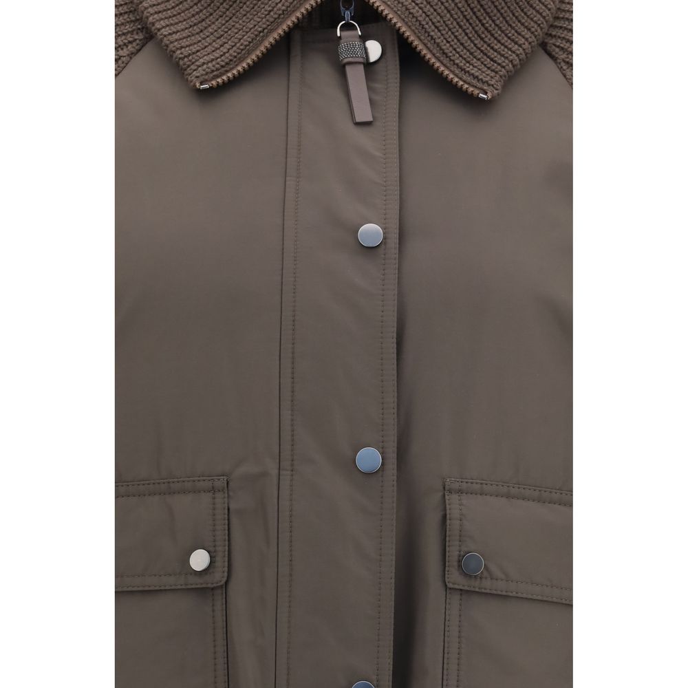 Brunello Cucinelli Brown Polyester Full-Length Jacket | Regal Royce