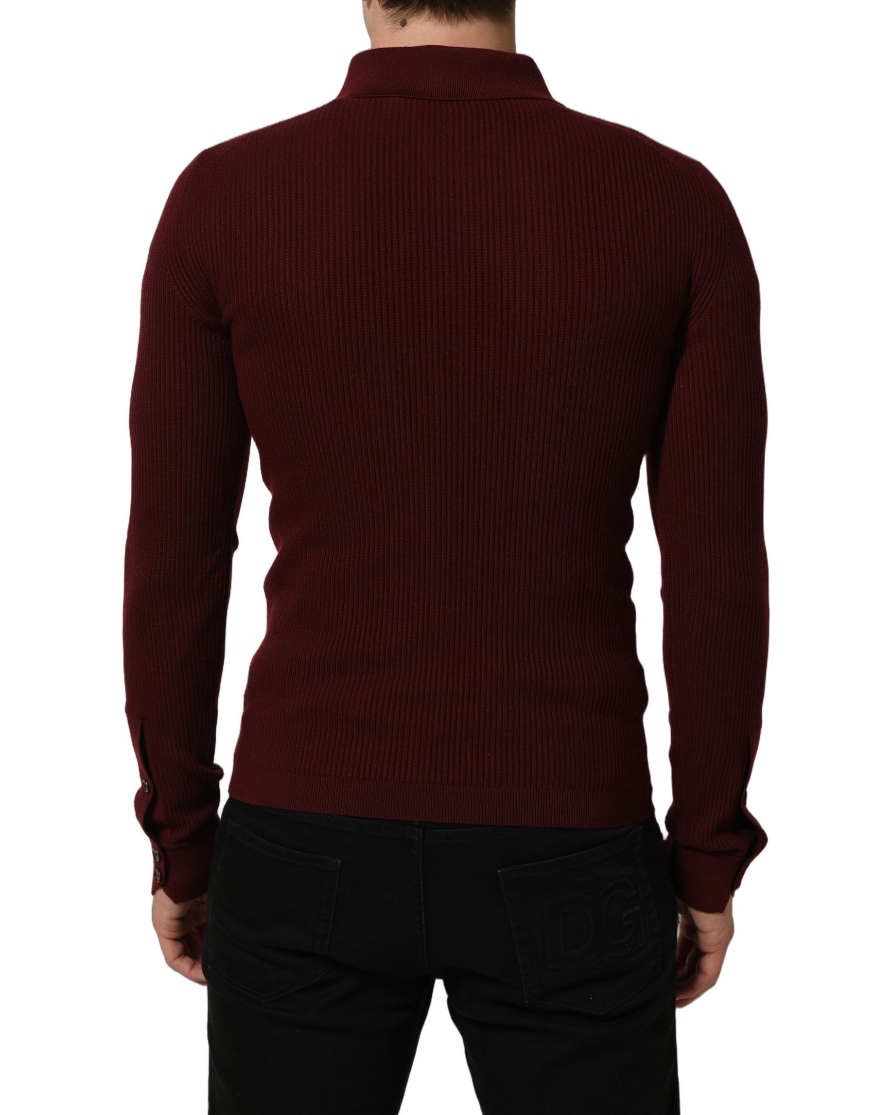 Dolce & Gabbana Burgundy Wool Button Down Cardigan Sweater | Regal Royce