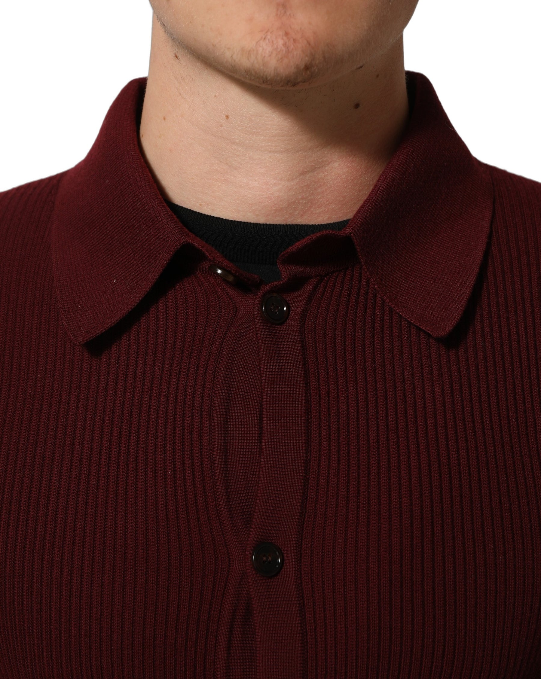 Dolce & Gabbana Burgundy Wool Button Down Cardigan Sweater | Regal Royce