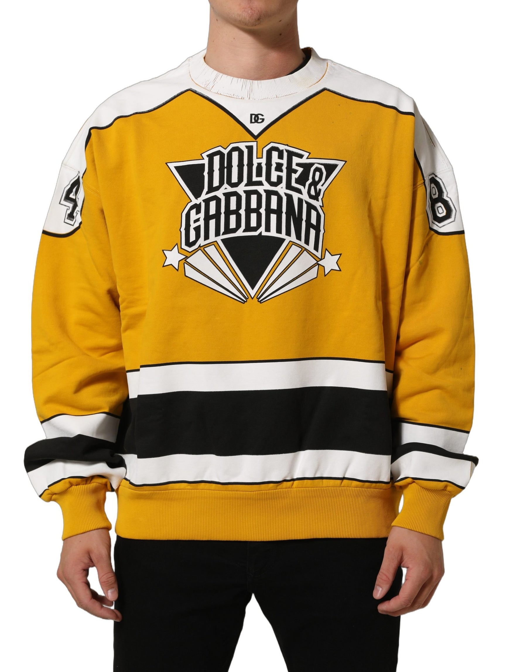 Dolce & Gabbana Yellow Crew Neck Jersey Sweatshirt Sweater | Regal Royce