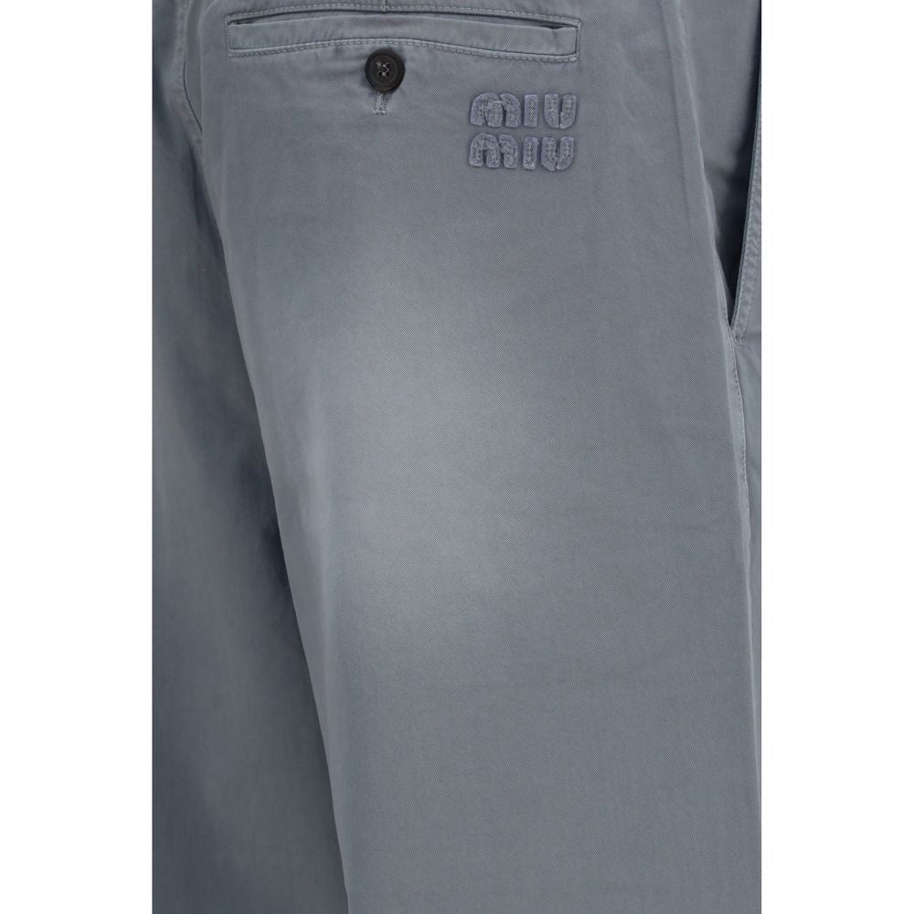 Miu Miu Gray Cotton Casual Pants | Regal Royce