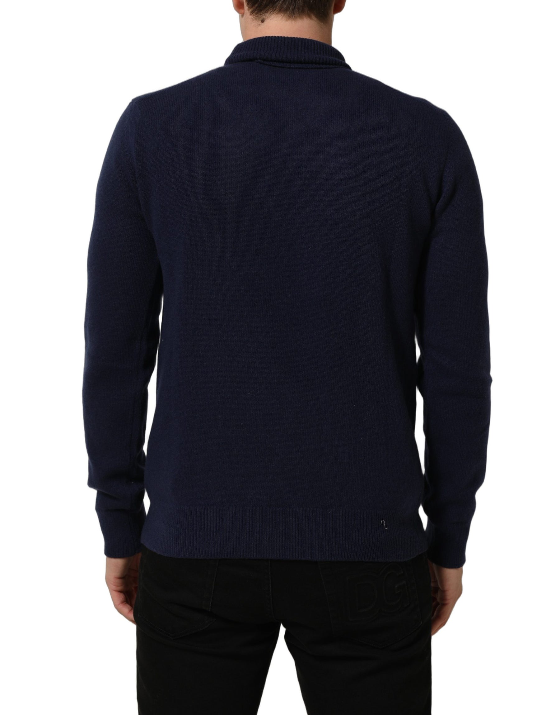 Dolce & Gabbana Blue Wool Knit Turtleneck Pullover Sweater | Regal Royce