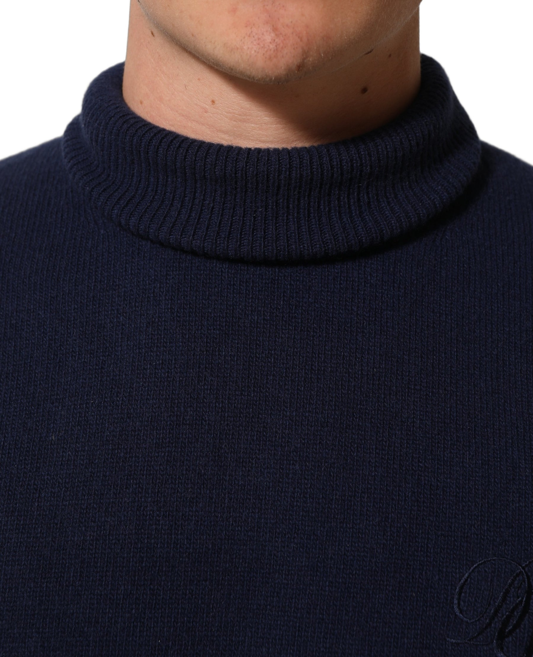 Dolce & Gabbana Blue Wool Knit Turtleneck Pullover Sweater | Regal Royce
