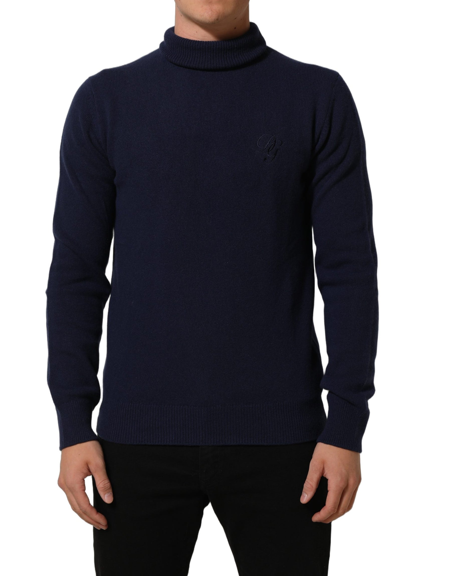 Dolce & Gabbana Blue Wool Knit Turtleneck Pullover Sweater | Regal Royce