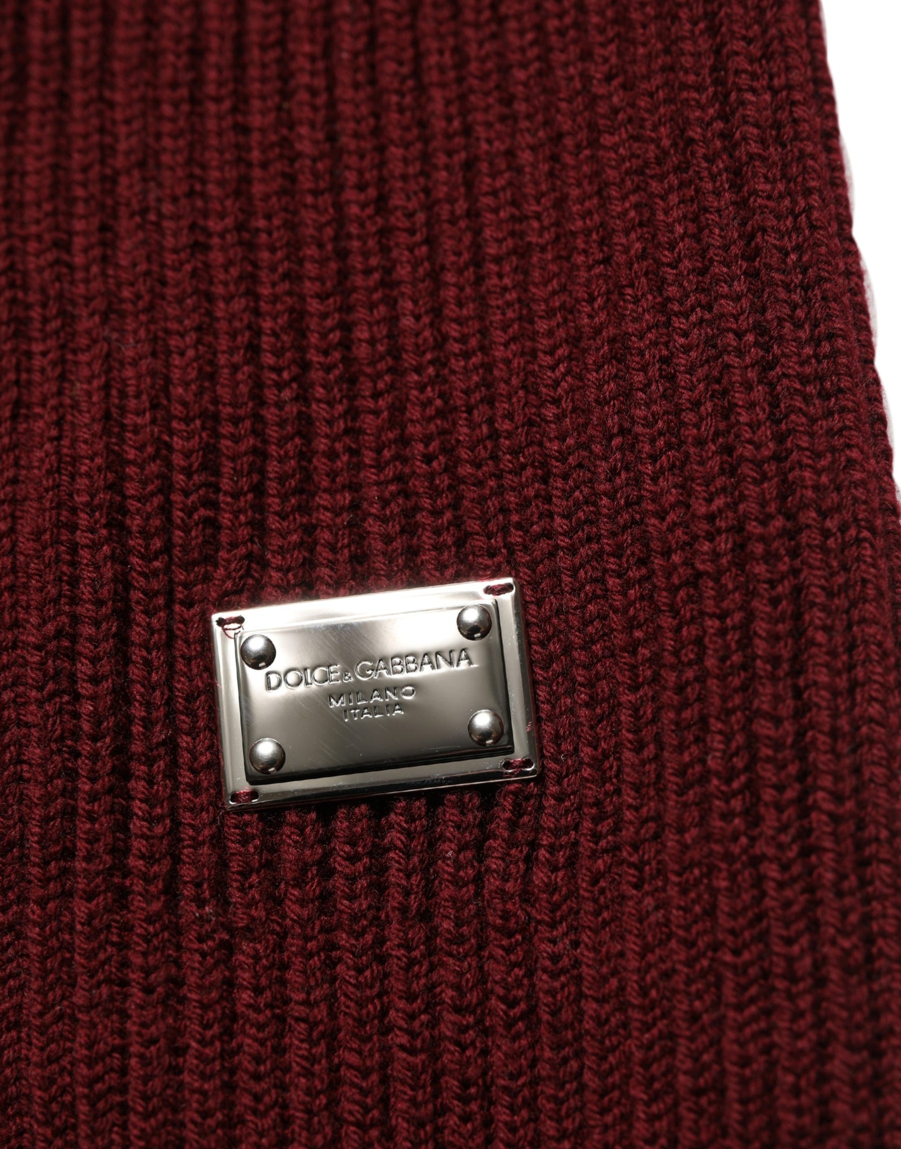 Dolce & Gabbana Burgundy Wool Half Zip Men Pullover Sweater | Regal Royce