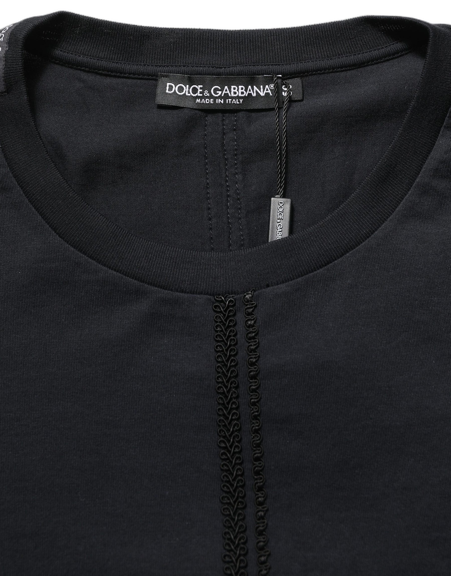 Dolce & Gabbana Dark Blue Cotton Round Neck Pullover Sweater | Regal Royce