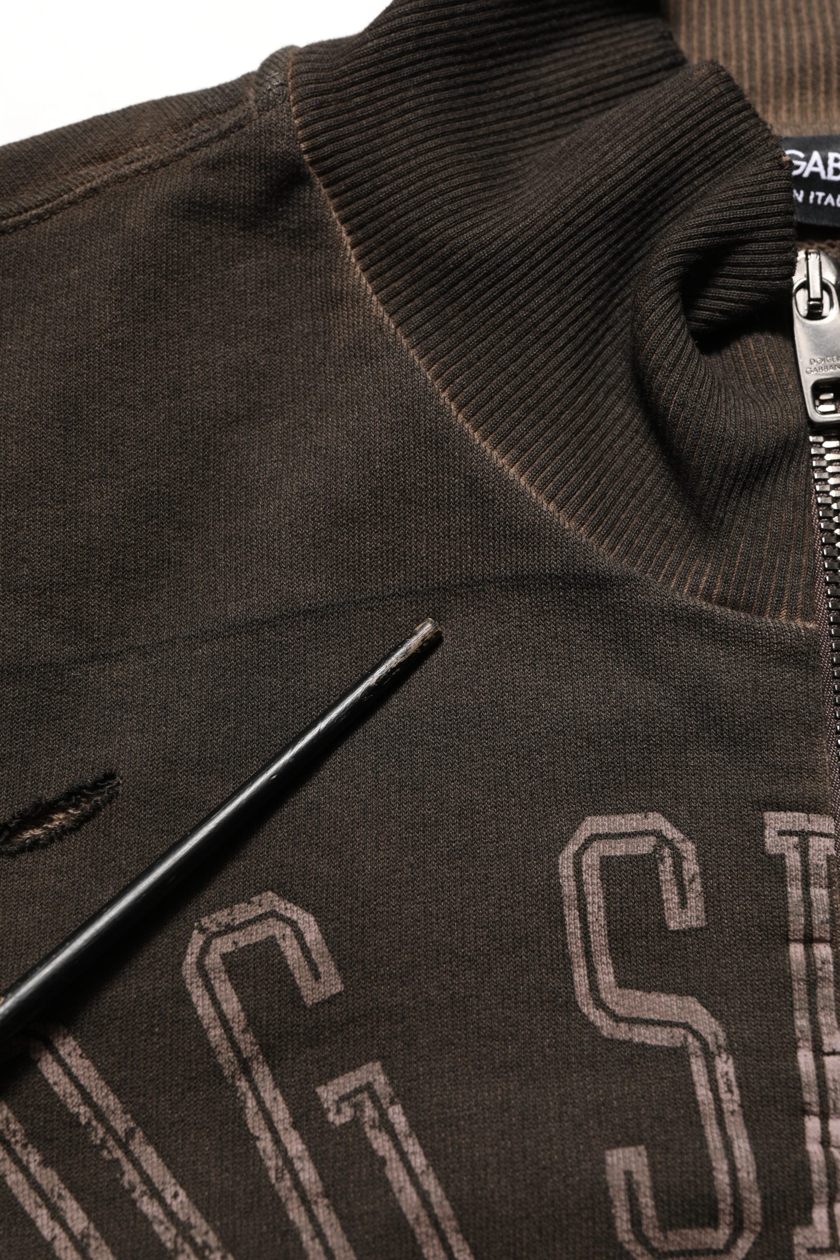 Dolce & Gabbana Brown Logo Print Full Zip Sweatshirt Sweater | Regal Royce