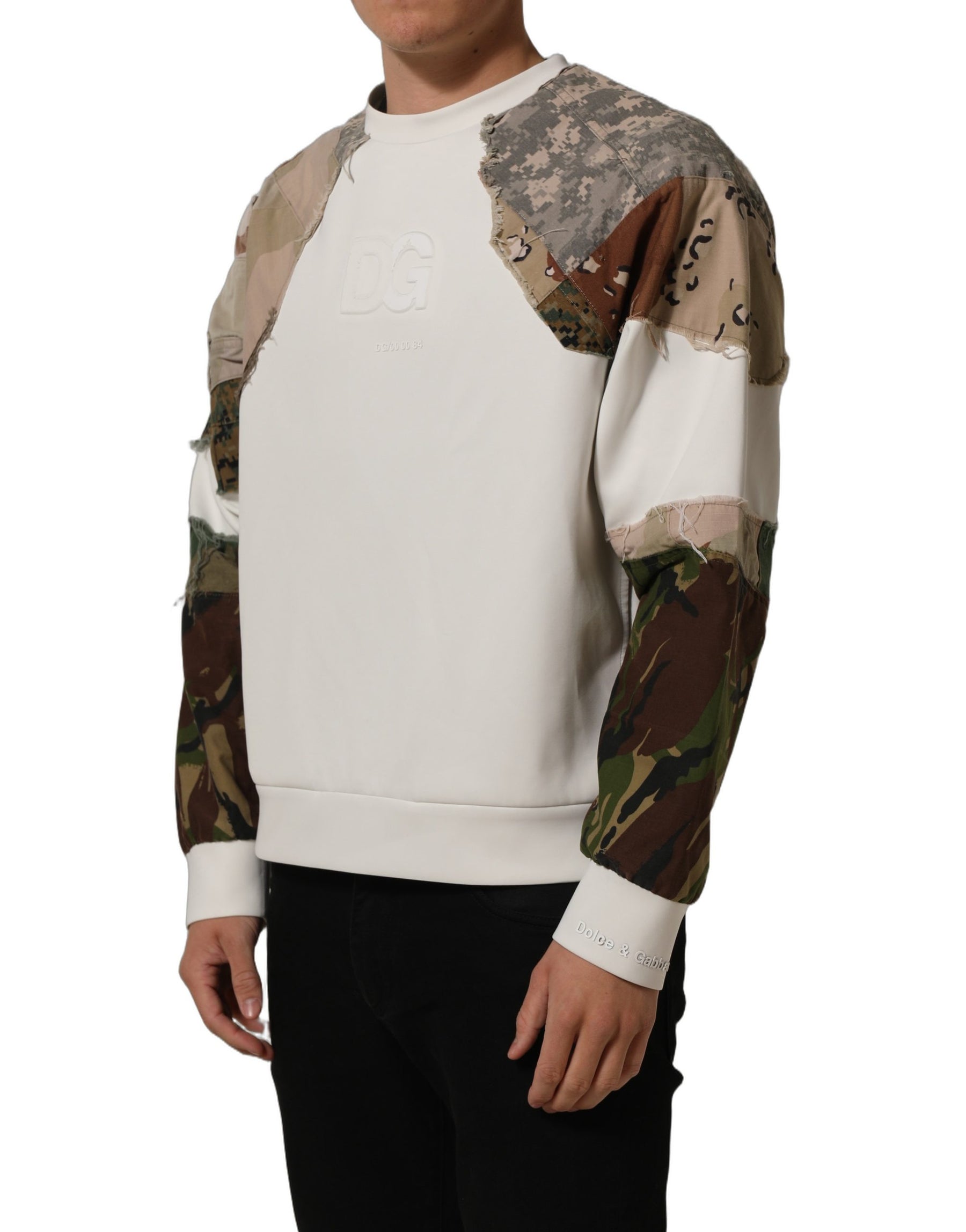 Dolce & Gabbana Multicolor Camo Patchwork Sweatshirt Sweater | Regal Royce