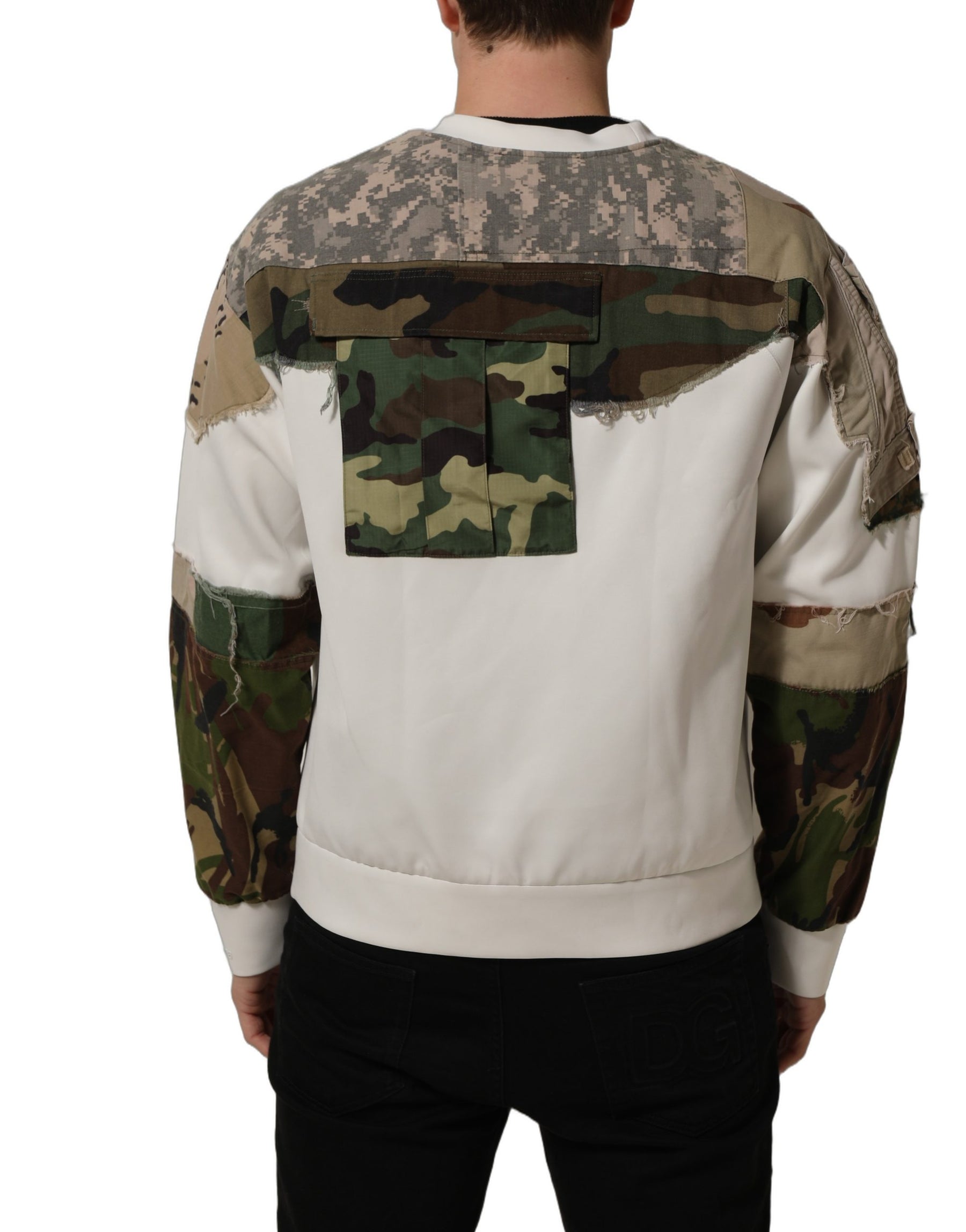 Dolce & Gabbana Multicolor Camo Patchwork Sweatshirt Sweater | Regal Royce