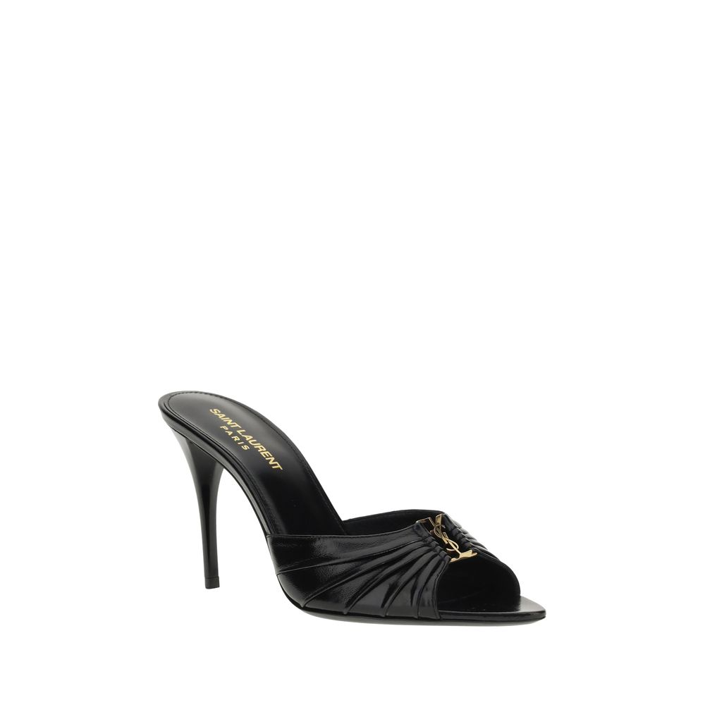 Saint Laurent Black Lamb Ovis Aries Aries Stiletto Heel Sandals | Regal Royce