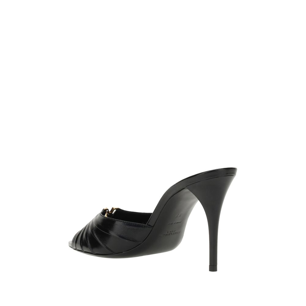 Saint Laurent Black Lamb Ovis Aries Aries Stiletto Heel Sandals | Regal Royce