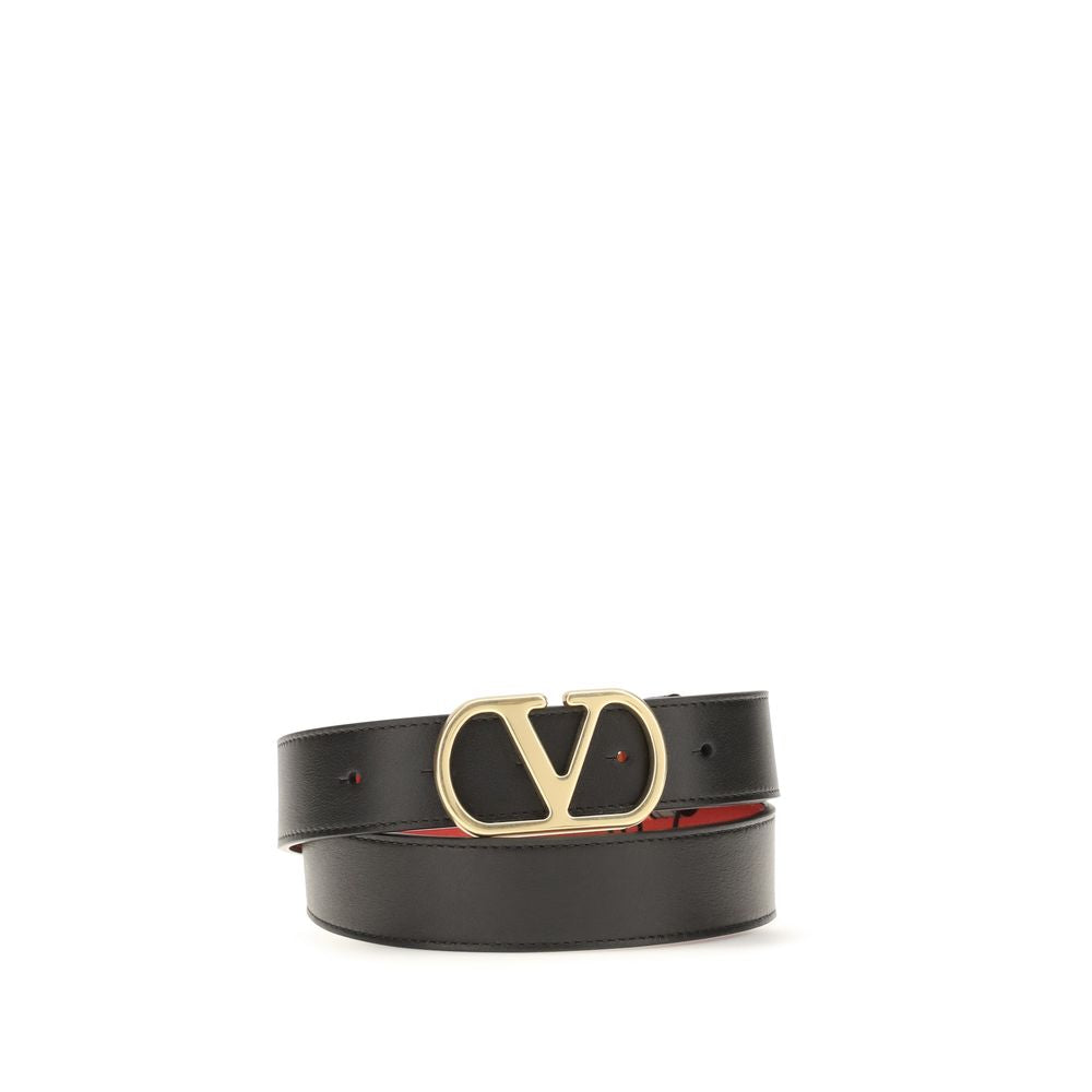 Valentino Garavani Black Calf Leather Bos Taurus Regular Belt | Regal Royce