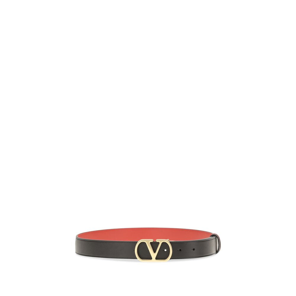 Valentino Garavani Black Calf Leather Bos Taurus Regular Belt | Regal Royce
