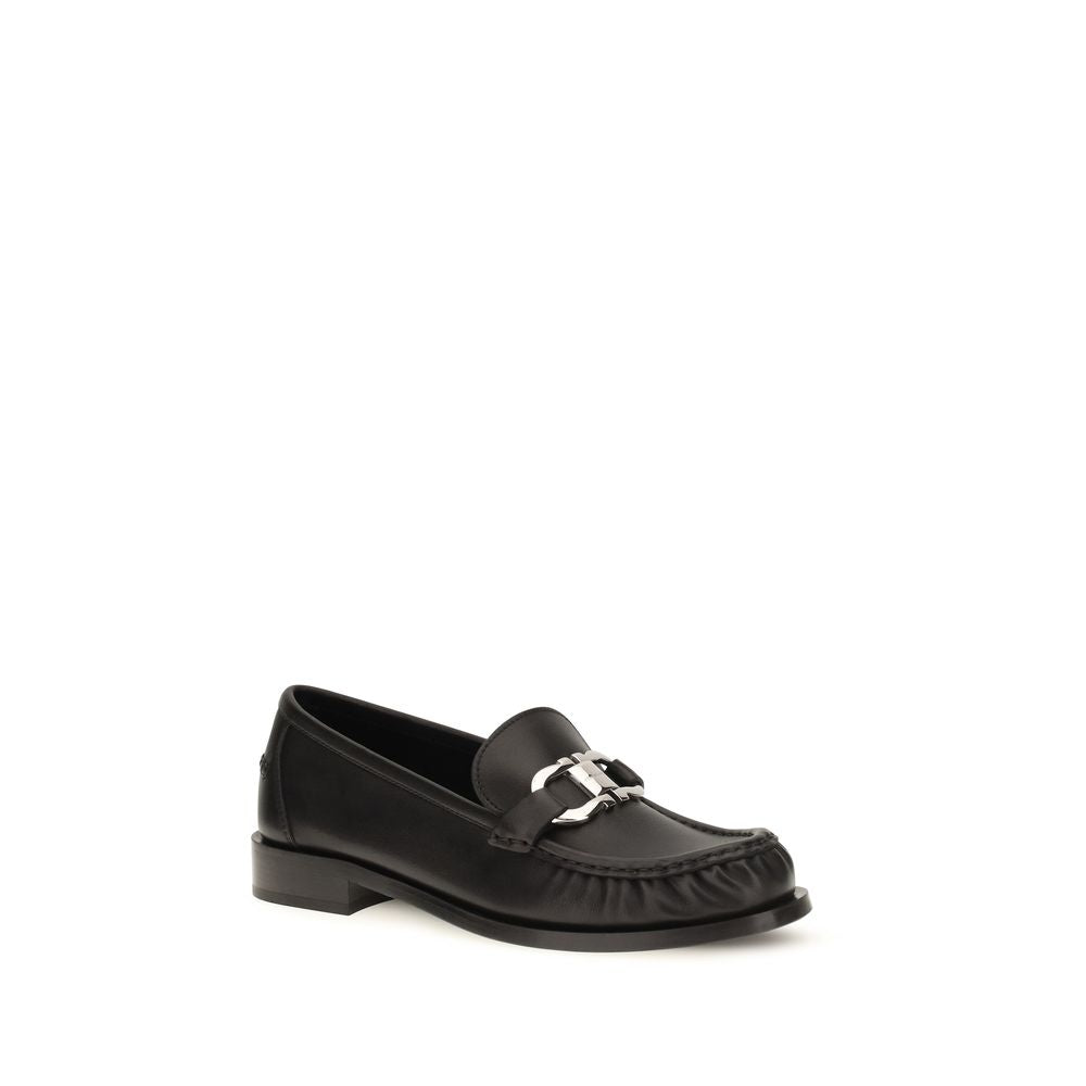Ferragamo Black Calf Leather Bos Taurus Slip-On Loafers | Regal Royce