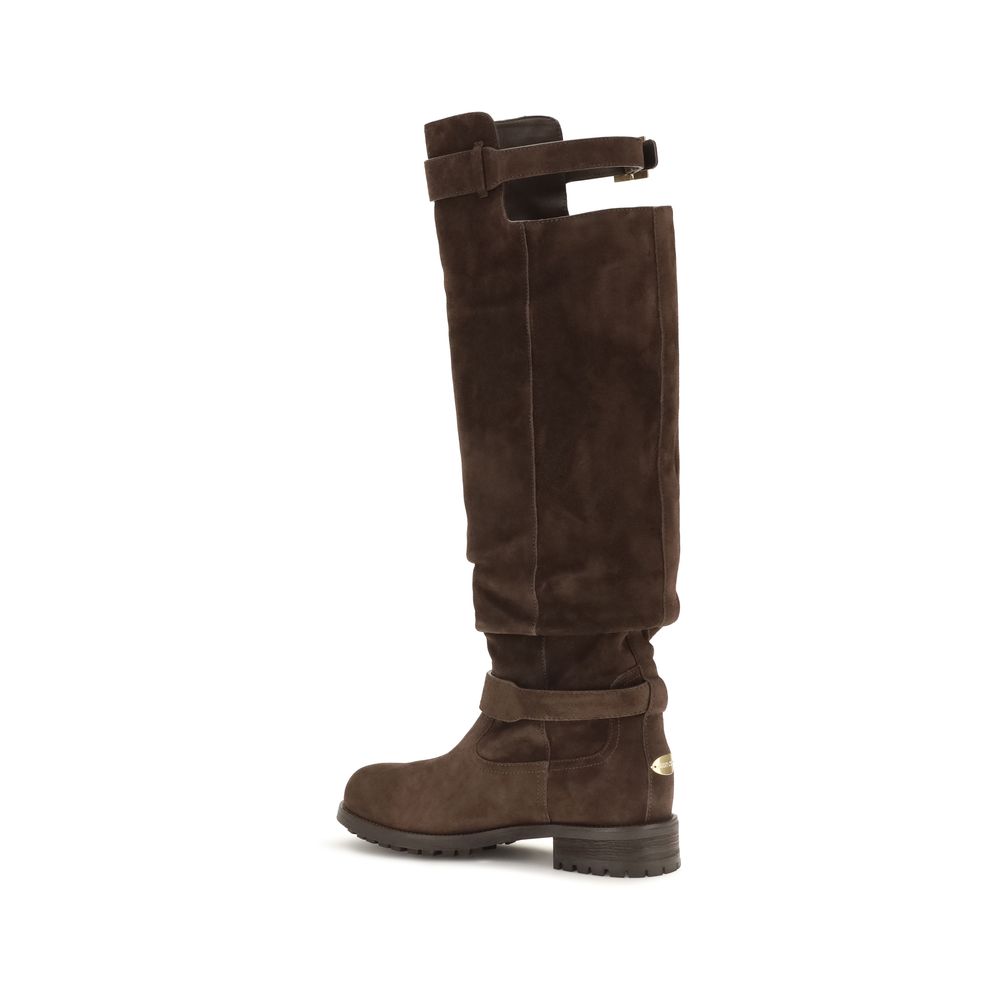Jimmy Choo Brown Calf Leather Bos Taurus Over The Knee | Regal Royce