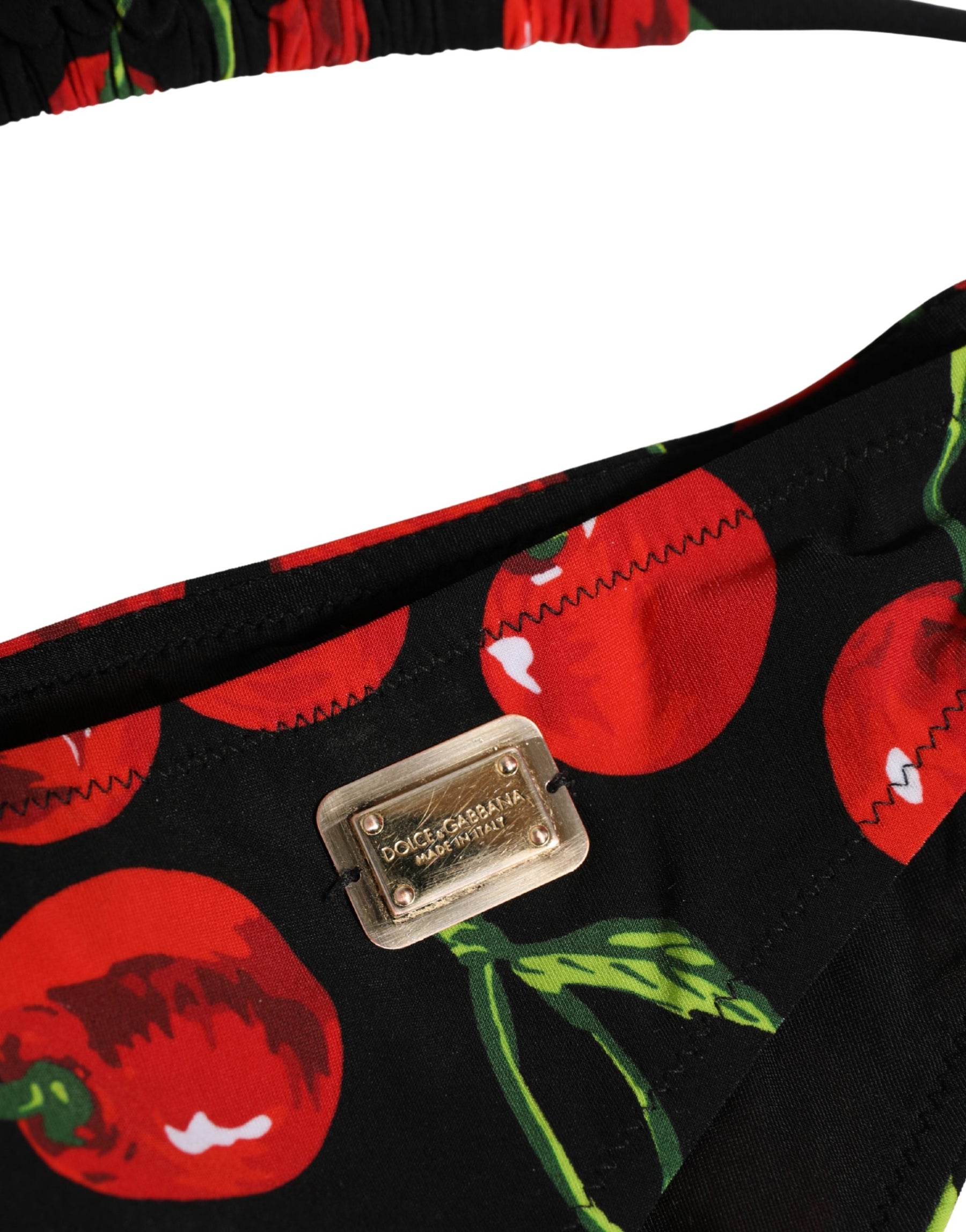 Dolce & Gabbana Black Cherry Print Nylon Bikini 2 Piece Swimwear | Regal Royce