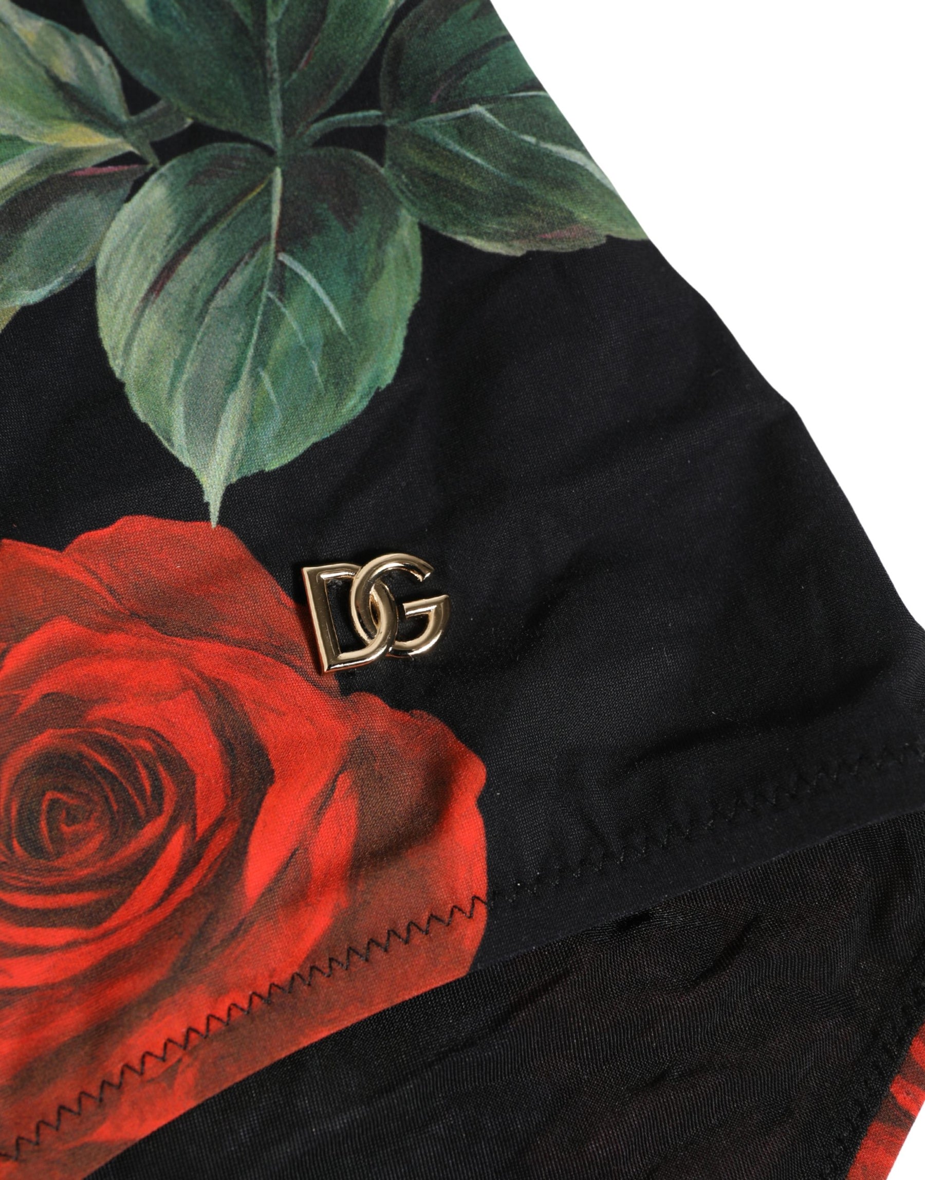 Dolce & Gabbana Black Rose Print One Piece Swimsuit Swimwear | Regal Royce