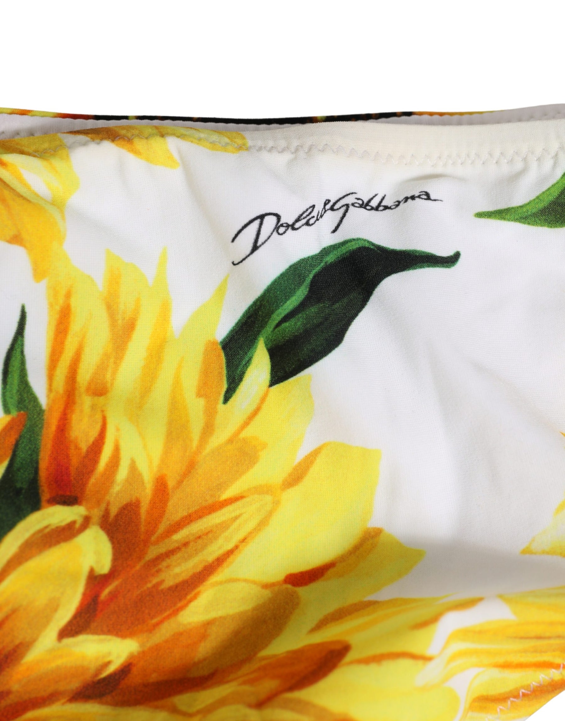 Dolce & Gabbana Yellow Nylon Sunflower Bikini Bottom Swimwear | Regal Royce