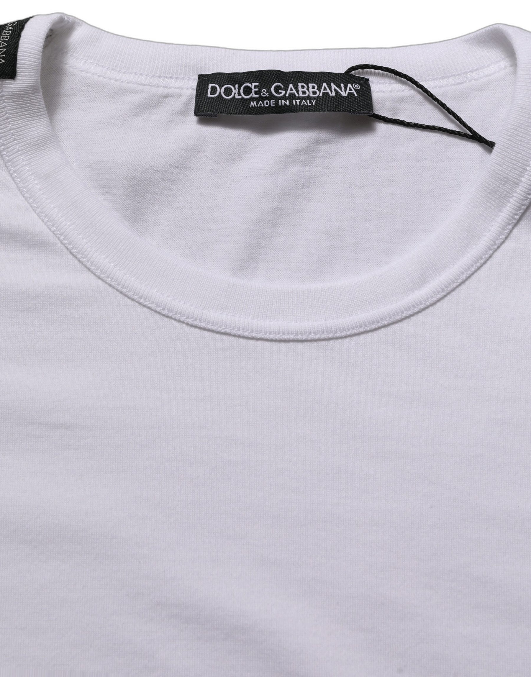 Dolce & Gabbana White Cotton Short Sleeves CrewNeck T-shirt | Regal Royce