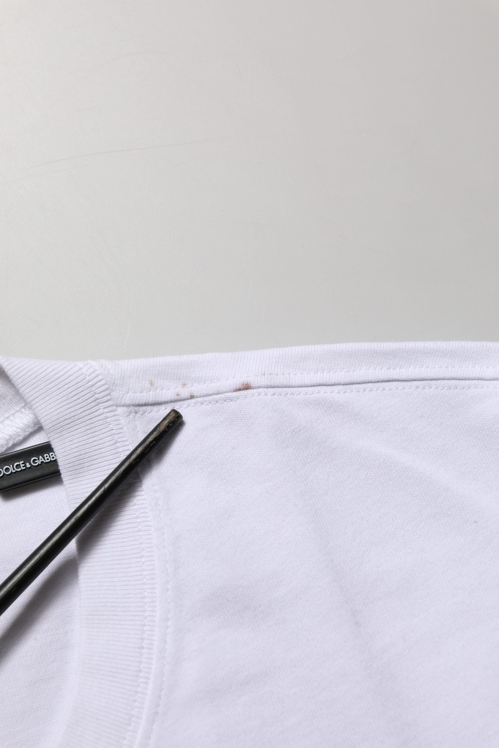 Dolce & Gabbana White Blue Stripe Cotton Short Sleeve T-shirt | Regal Royce
