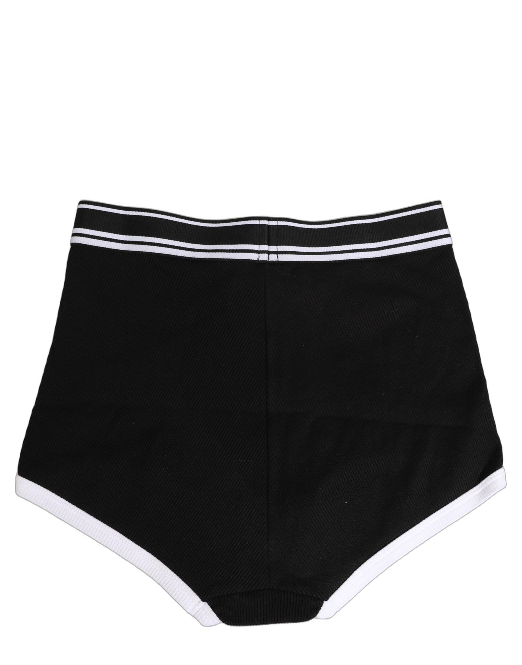 Dolce & Gabbana Black White Logo Waistband Coulotte Panty Underwear | Regal Royce