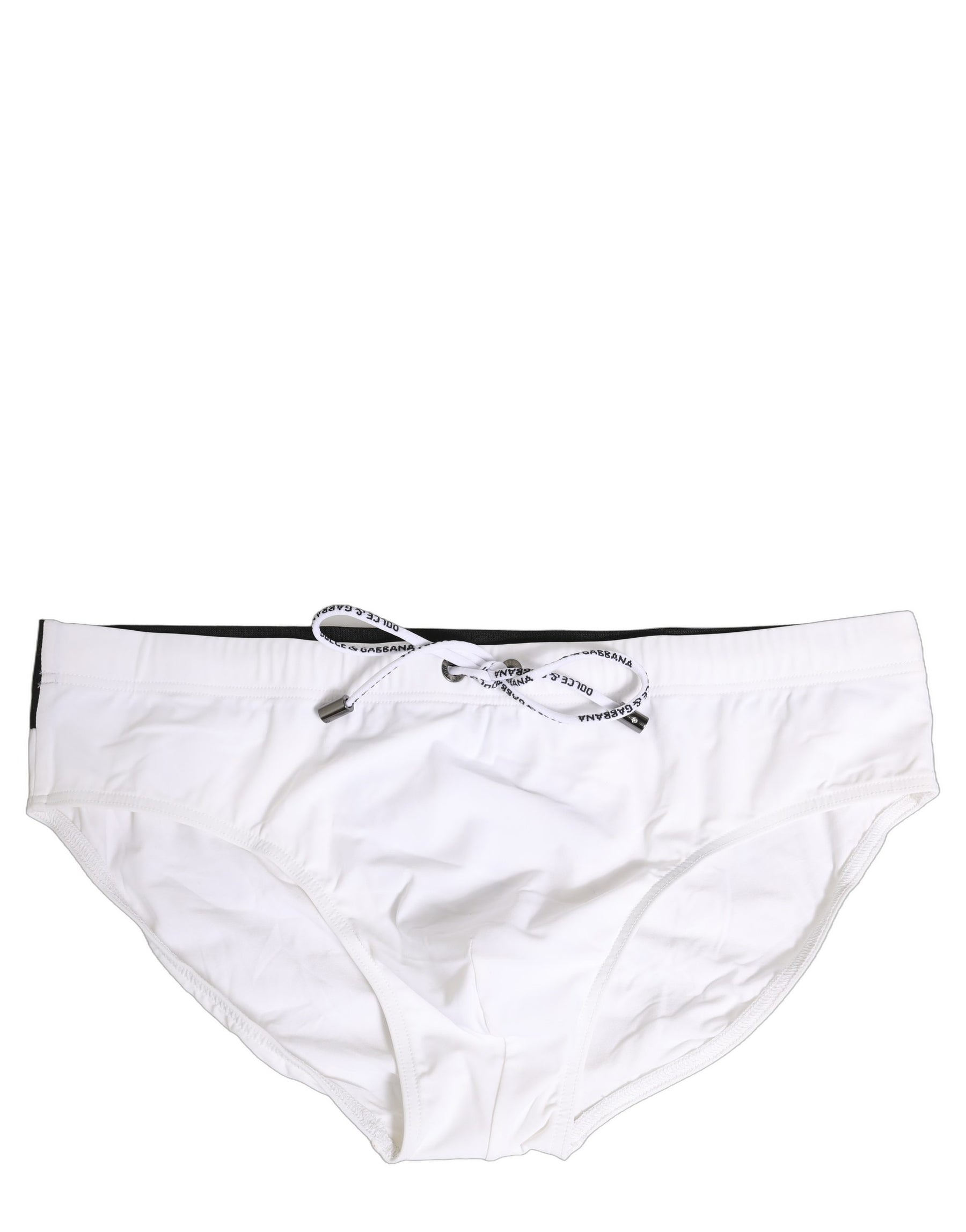 Dolce & Gabbana White Stretch Drawstring Swim Brief Swimwear | Regal Royce
