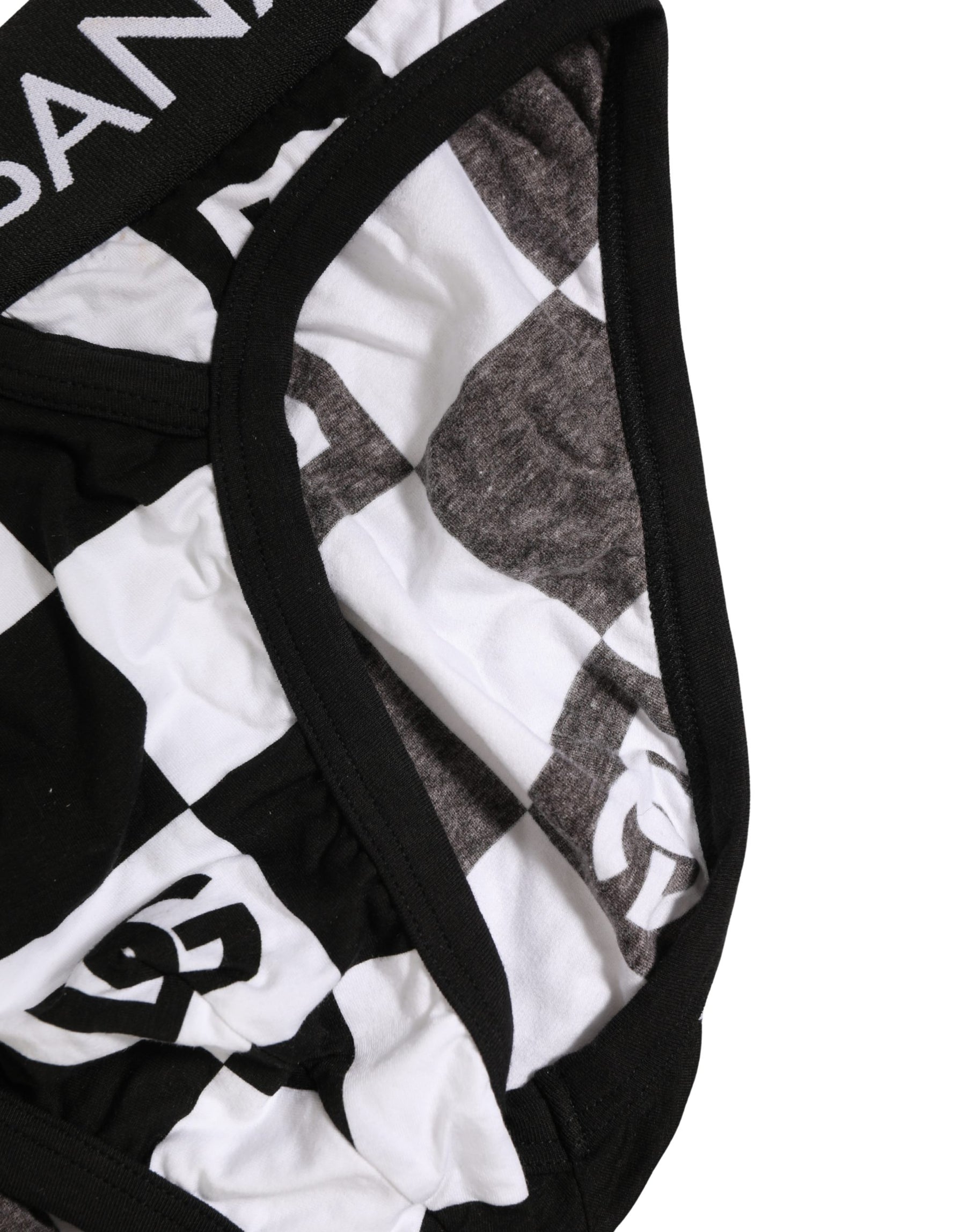 Dolce & Gabbana Black White Logo Checkered Midi Brief Underwear | Regal Royce