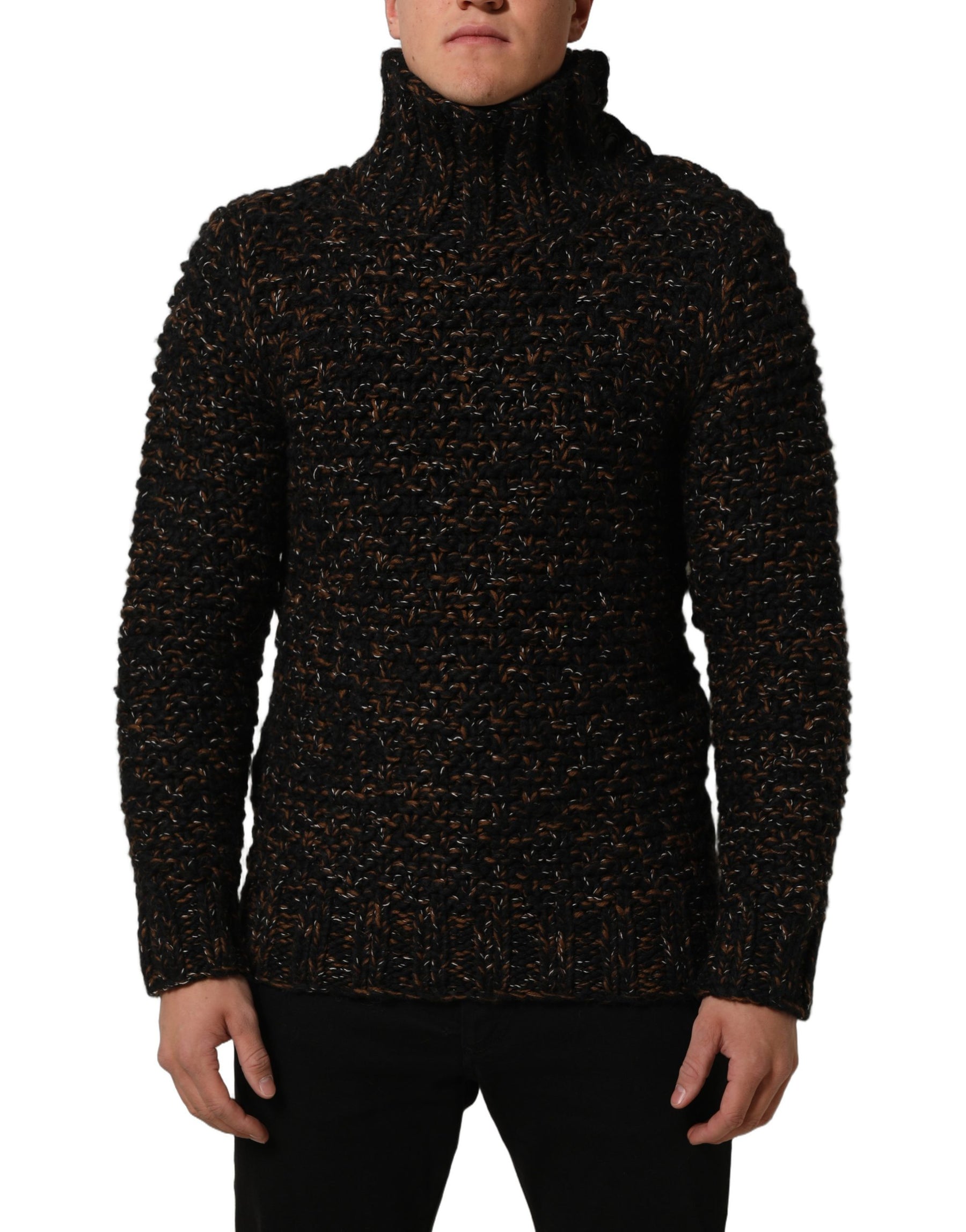 Dolce & Gabbana Brown Wool Knit Turtleneck Pullover Sweater | Regal Royce