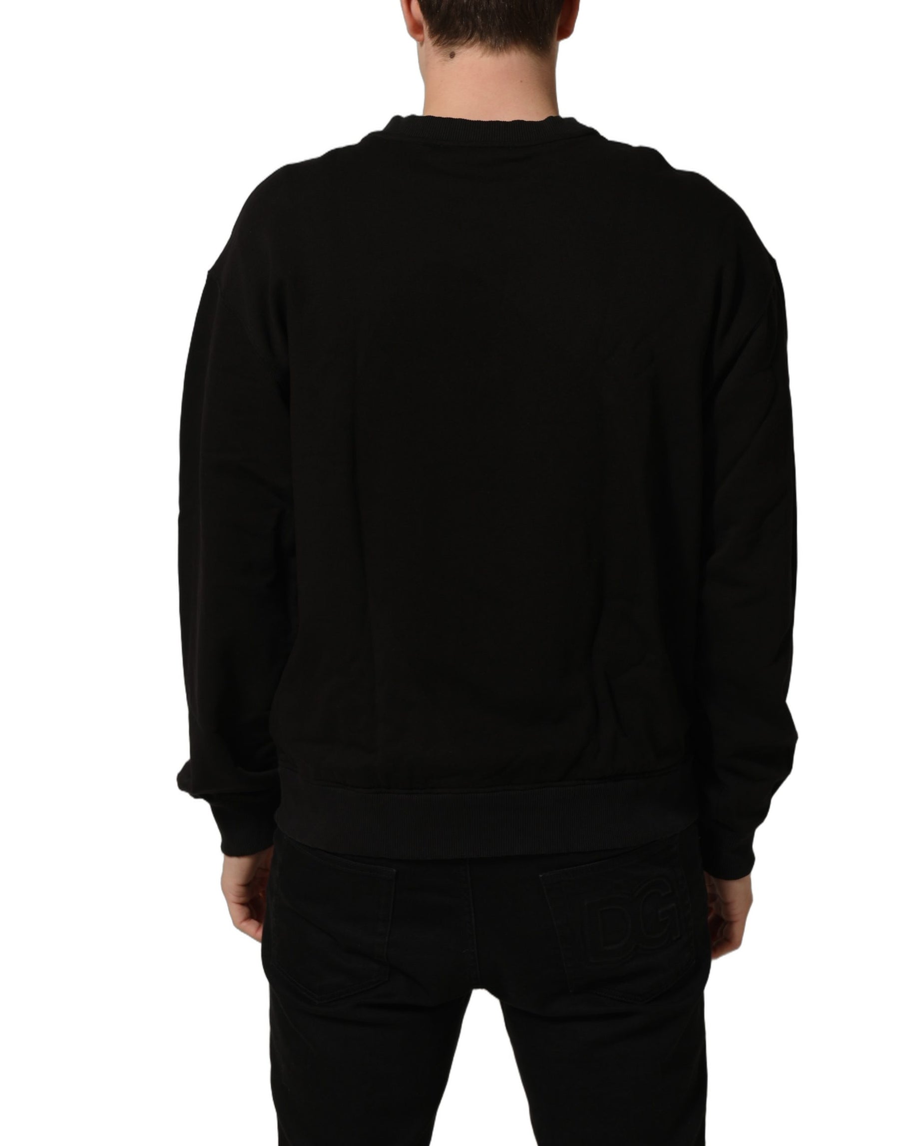 Dolce & Gabbana Black Cotton Logo Print Sweatshirt Sweater | Regal Royce