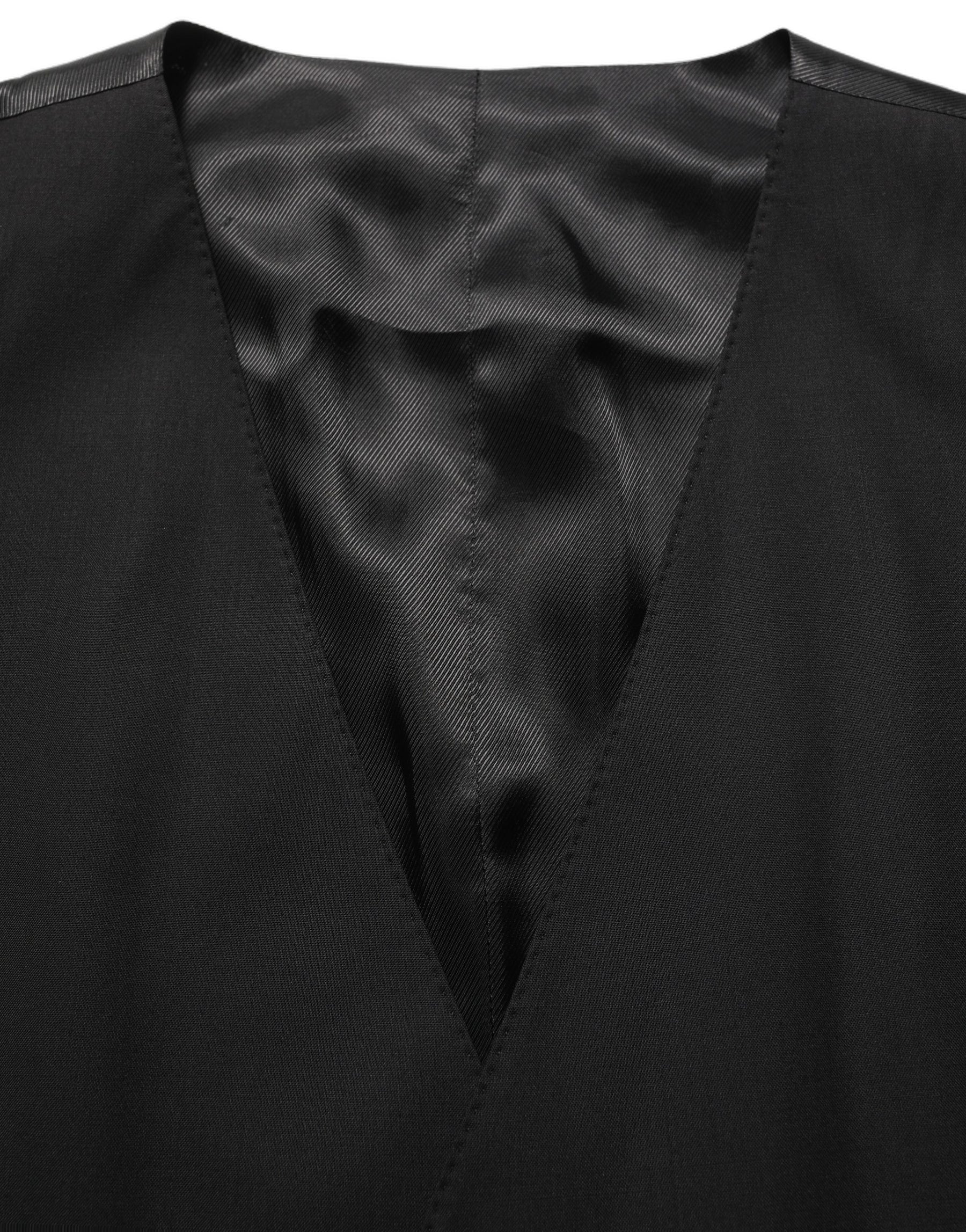 Dolce & Gabbana Black Wool Stretch Waistcoat Formal Vest | Regal Royce