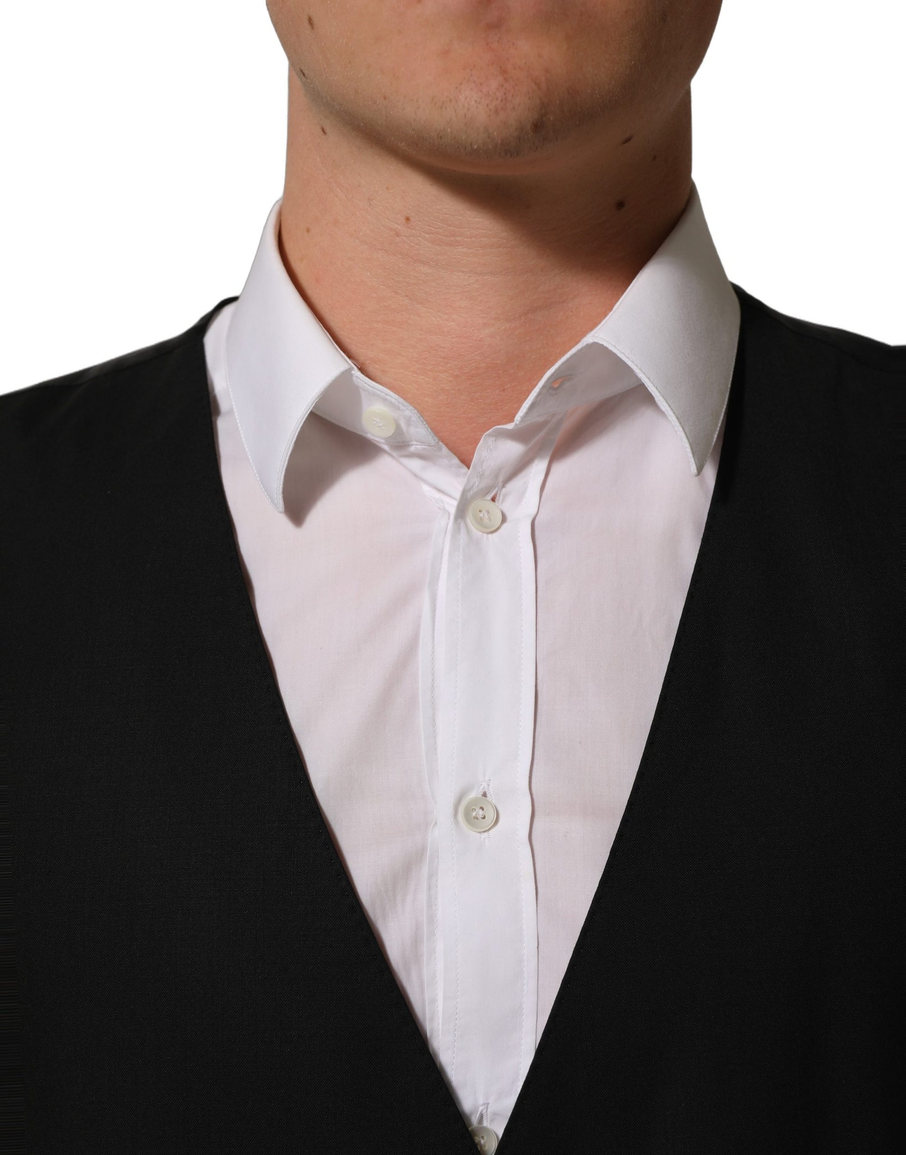 Dolce & Gabbana Black Wool Stretch Waistcoat Formal Vest | Regal Royce