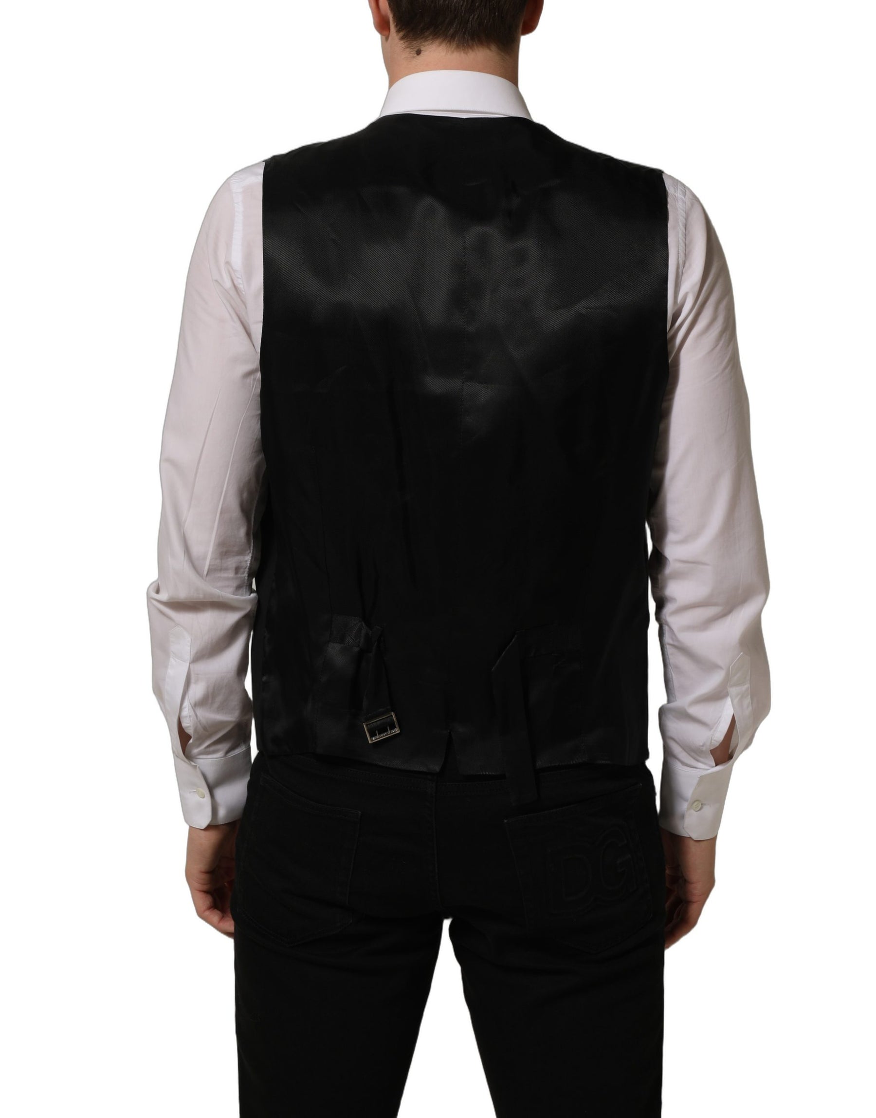 Dolce & Gabbana Black Wool Stretch Waistcoat Formal Vest | Regal Royce