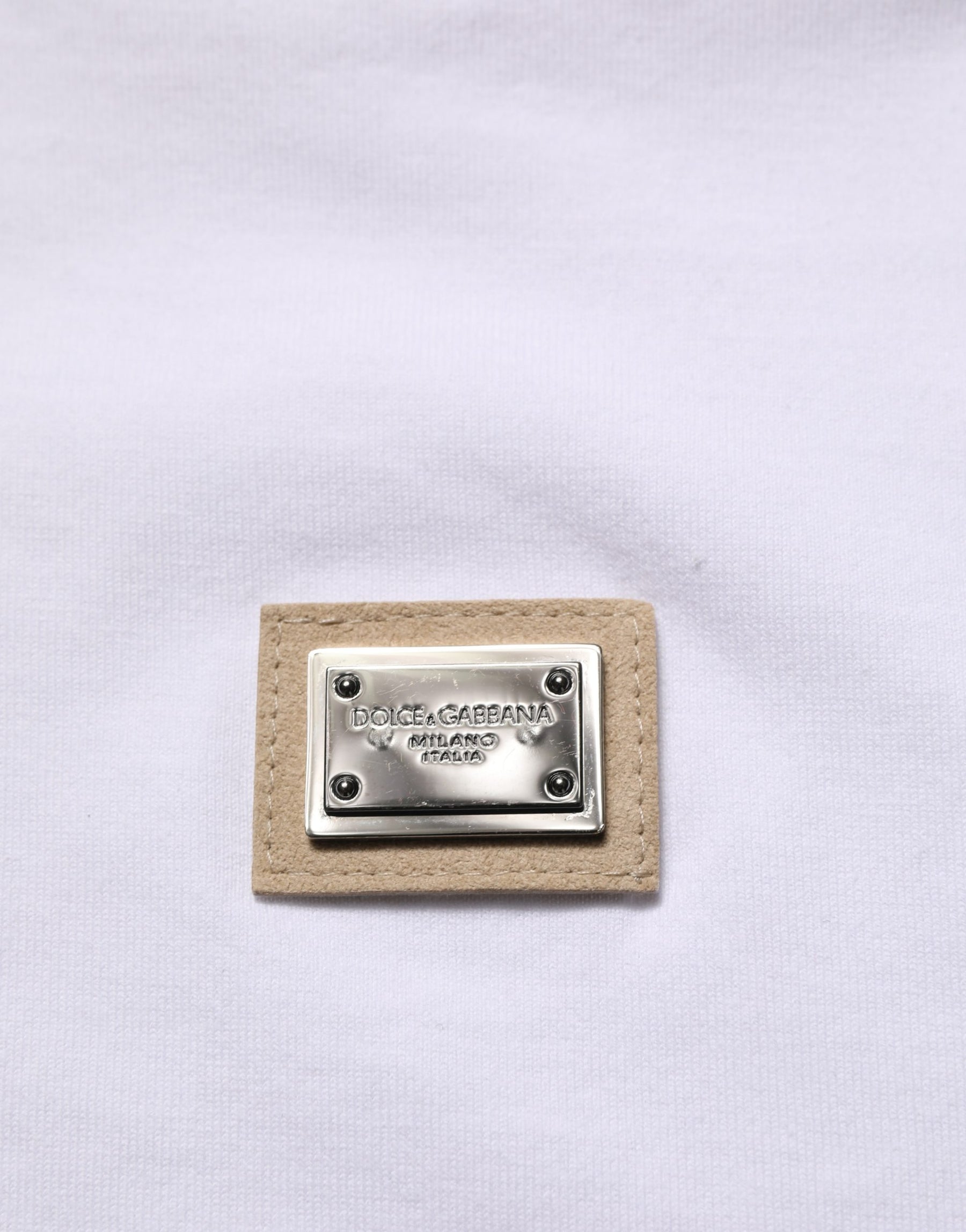 Dolce & Gabbana White Cotton Logo Plaque Crew Neck T-shirt | Regal Royce