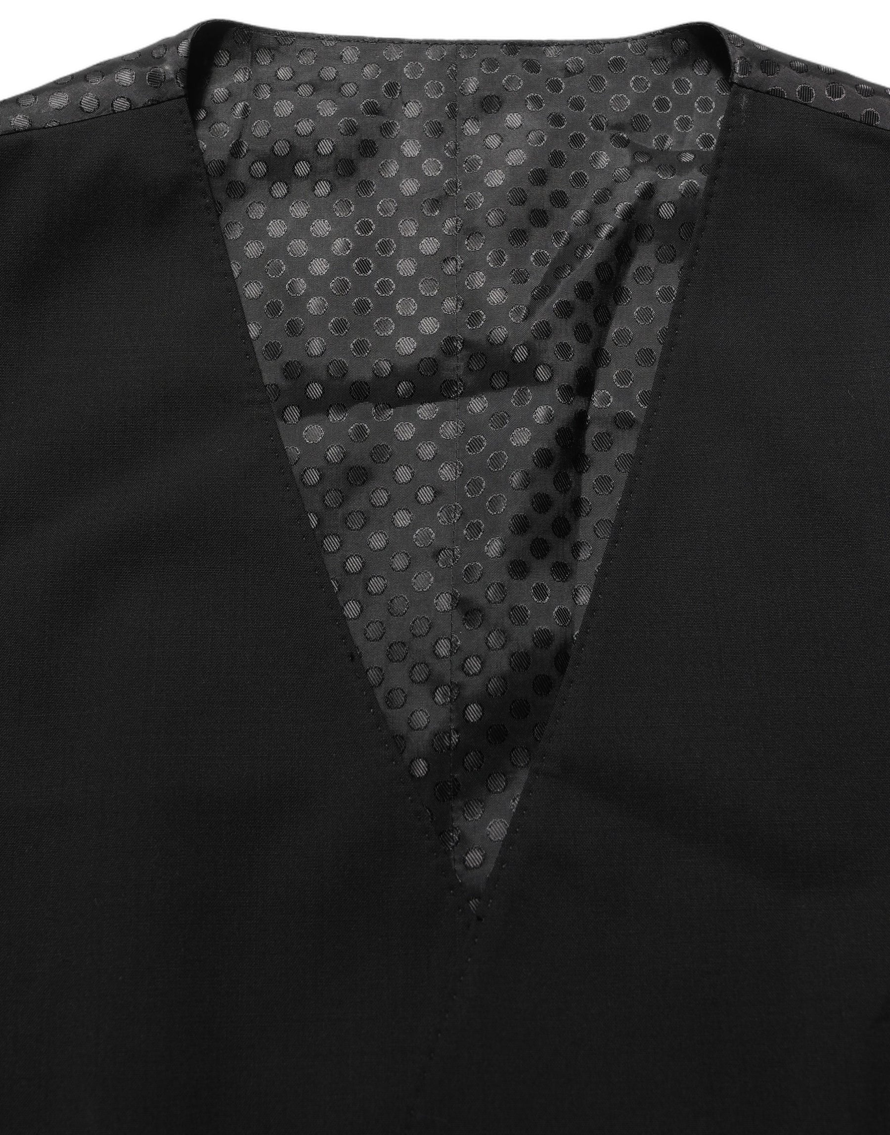 Dolce & Gabbana Black Wool Stretch Waistcoat Formal Dress Vest | Regal Royce