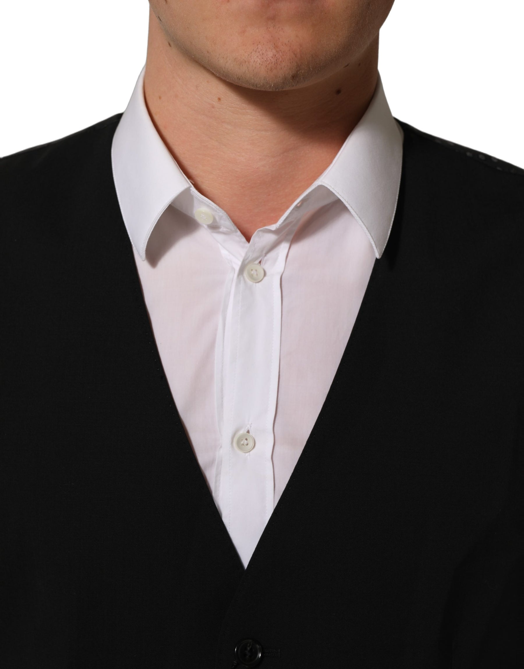 Dolce & Gabbana Black Wool Stretch Waistcoat Formal Dress Vest | Regal Royce