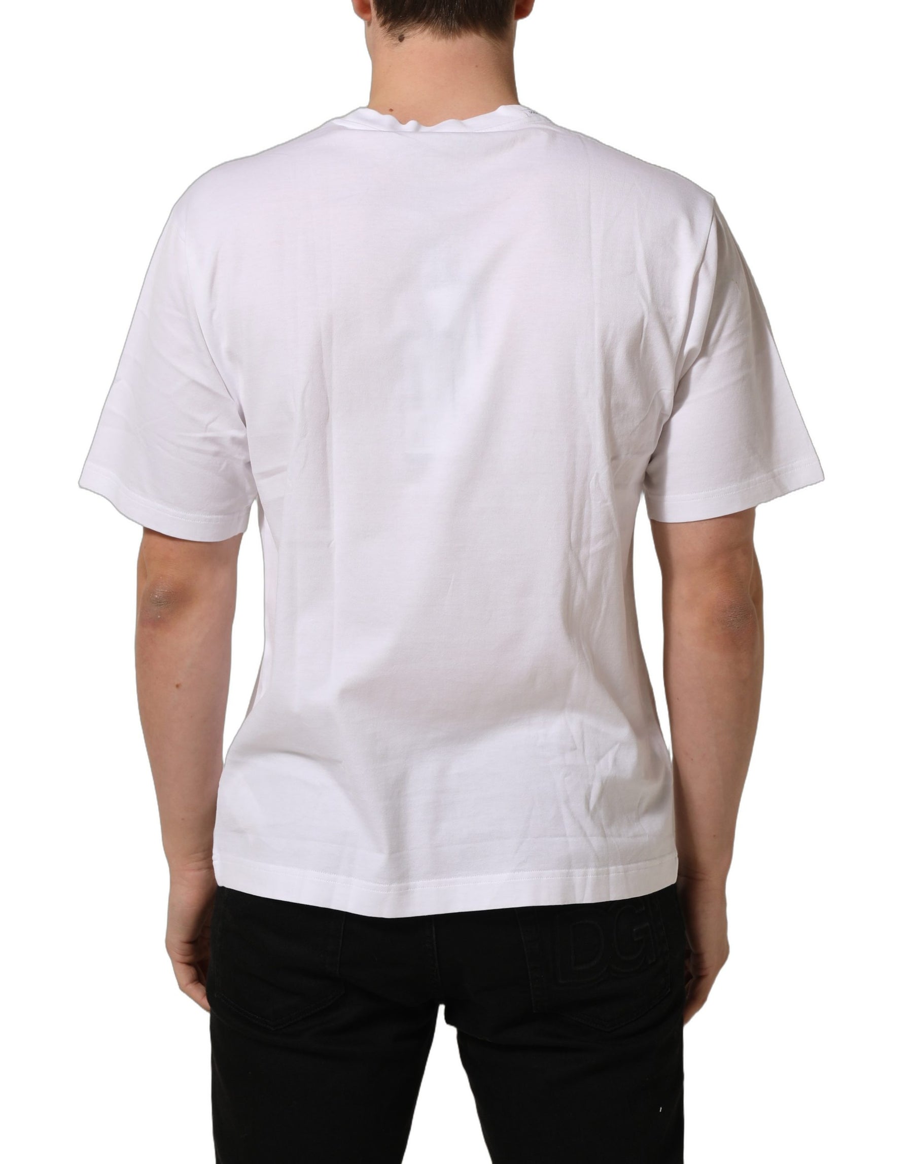 Dolce & Gabbana White Logo Round Neck Short Sleeves T-shirt | Regal Royce