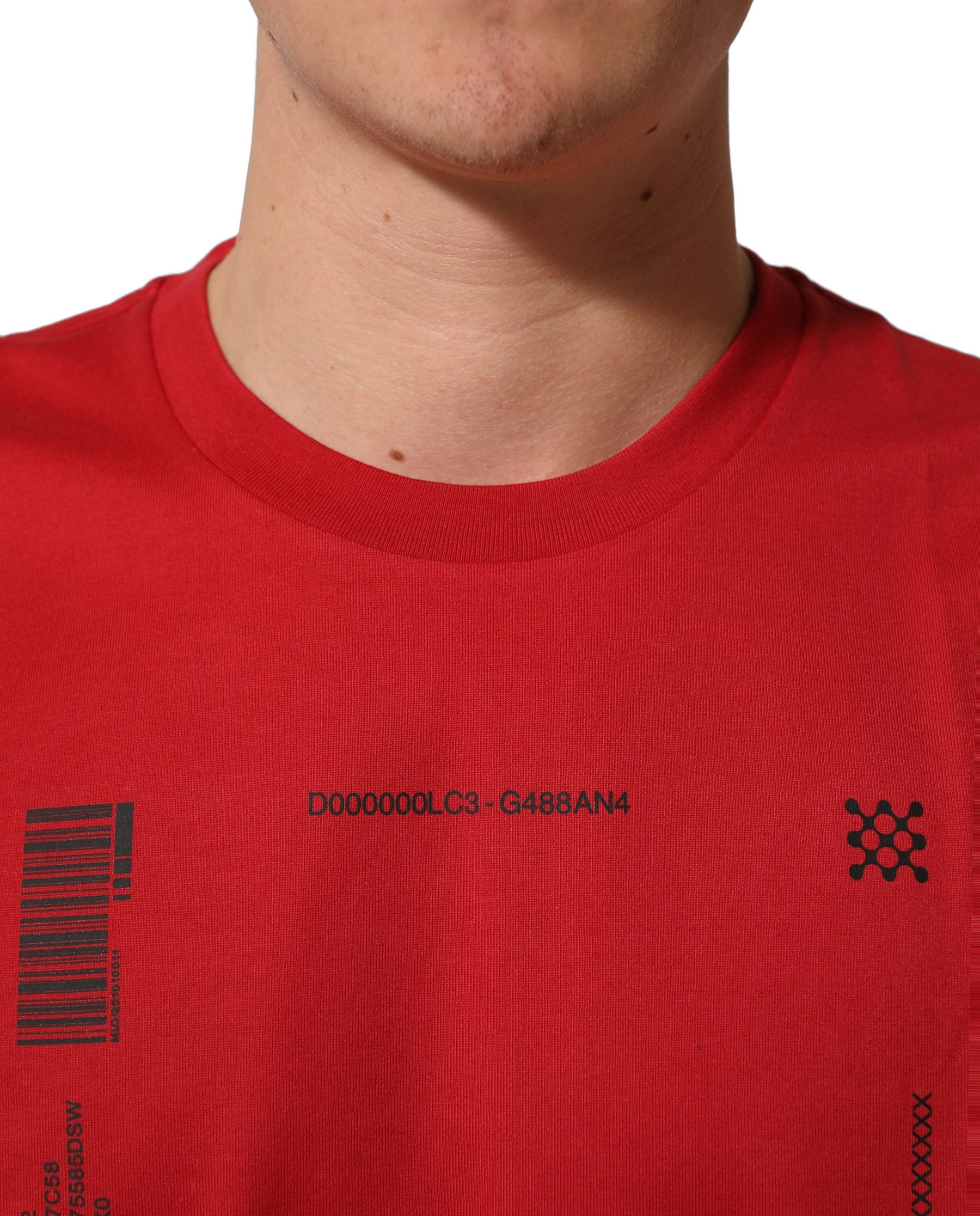 Dolce & Gabbana Red Cotton Graphic Print Crew Neck T-shirt | Regal Royce