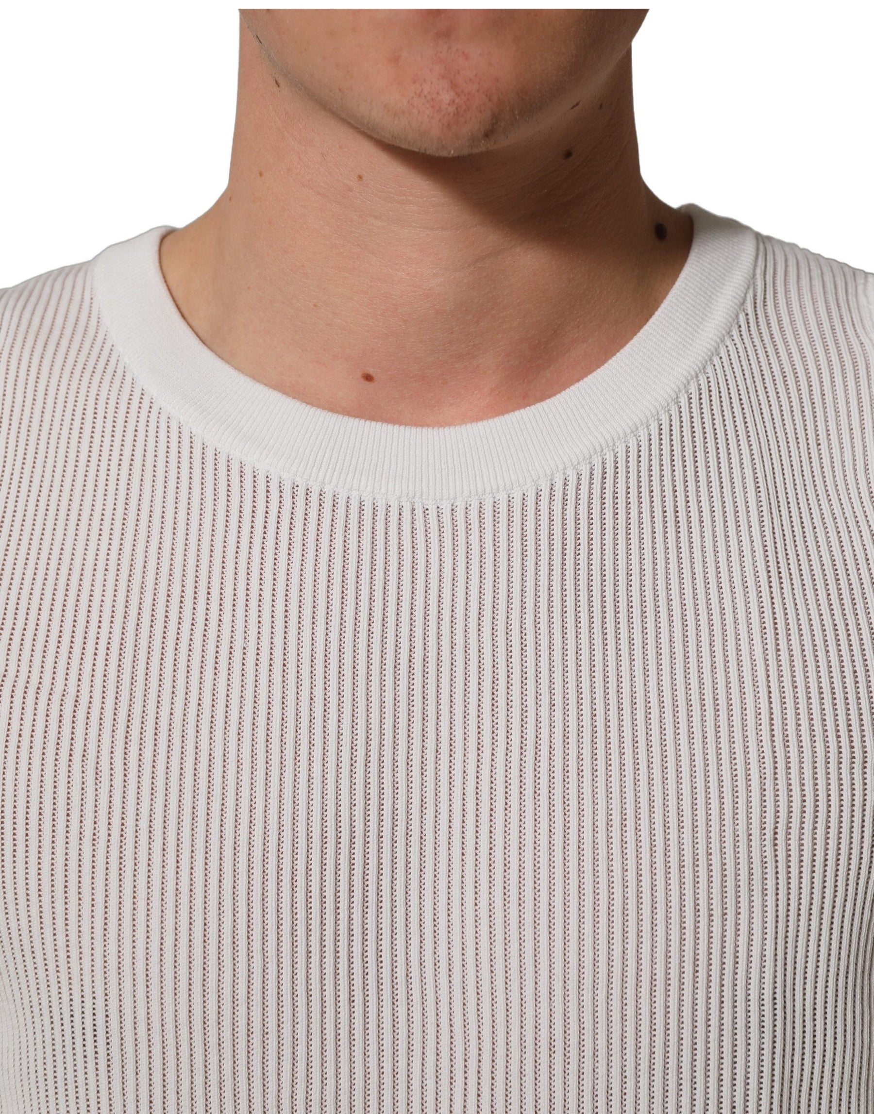 Dolce & Gabbana White Silk Crew Neck Sleeveless tank T-shirt | Regal Royce