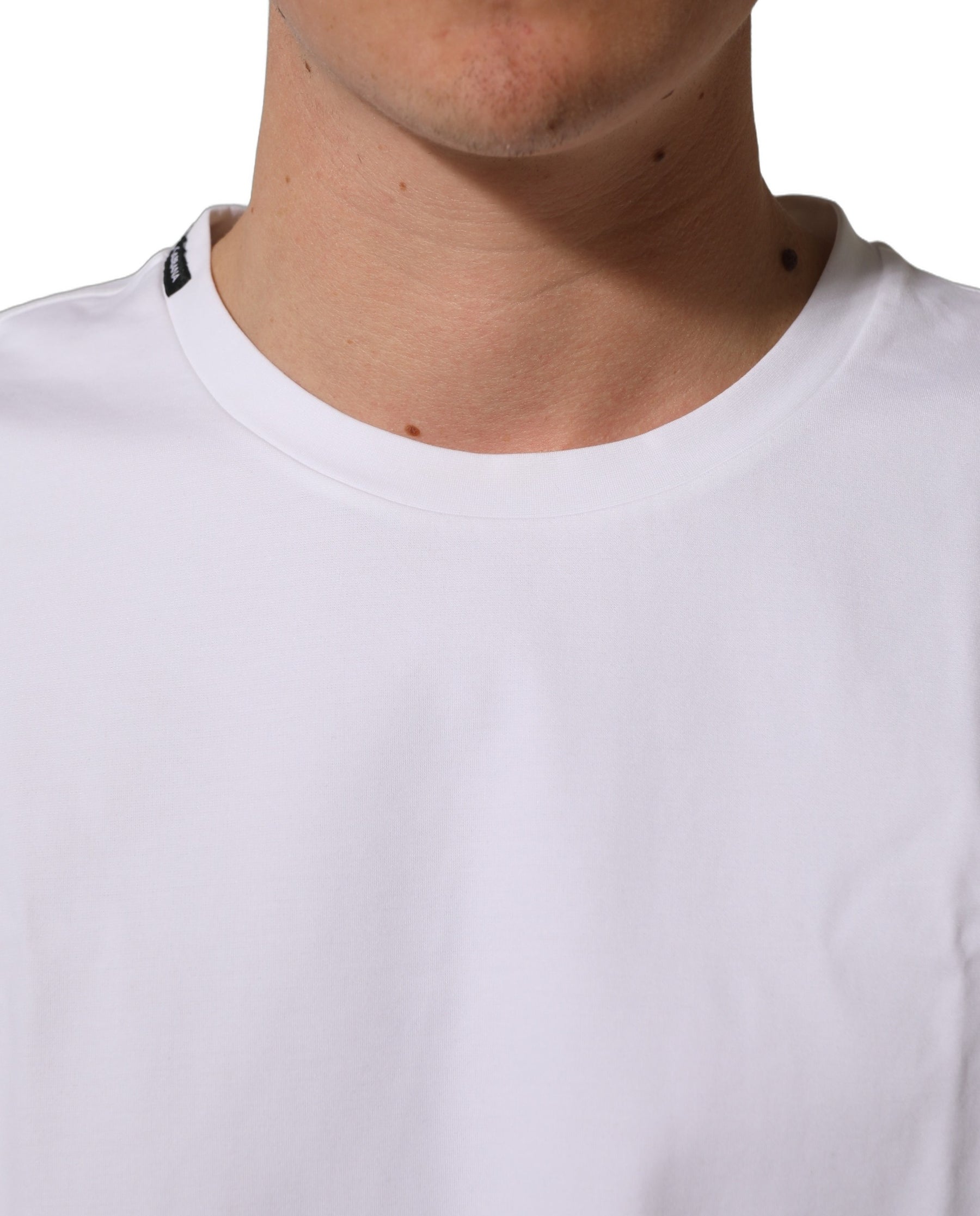 Dolce & Gabbana White Cotton Short Sleeves Crew Neck T-shirt | Regal Royce