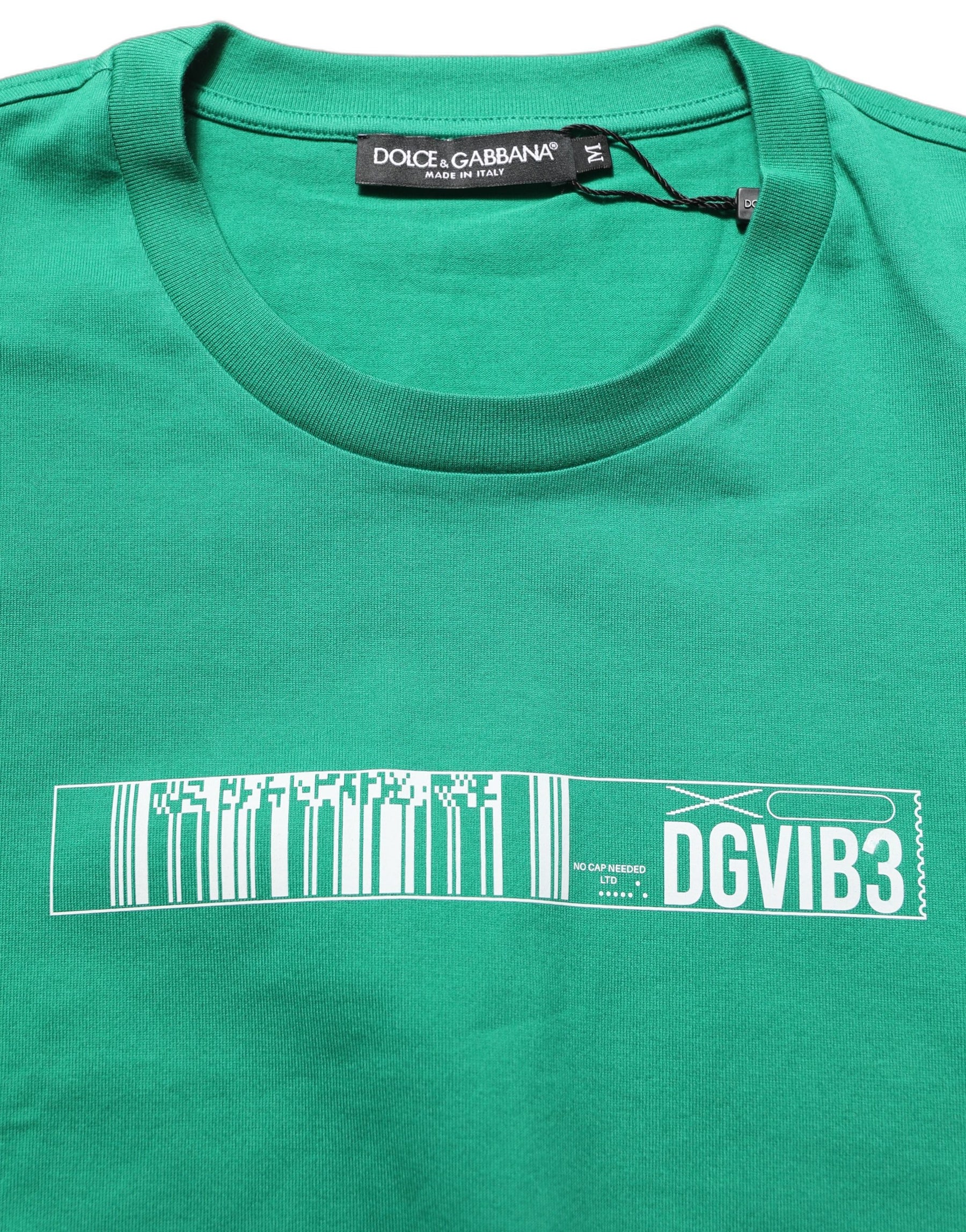 Dolce & Gabbana Green Cotton DGVIB3 Print Crew Neck T-shirt | Regal Royce