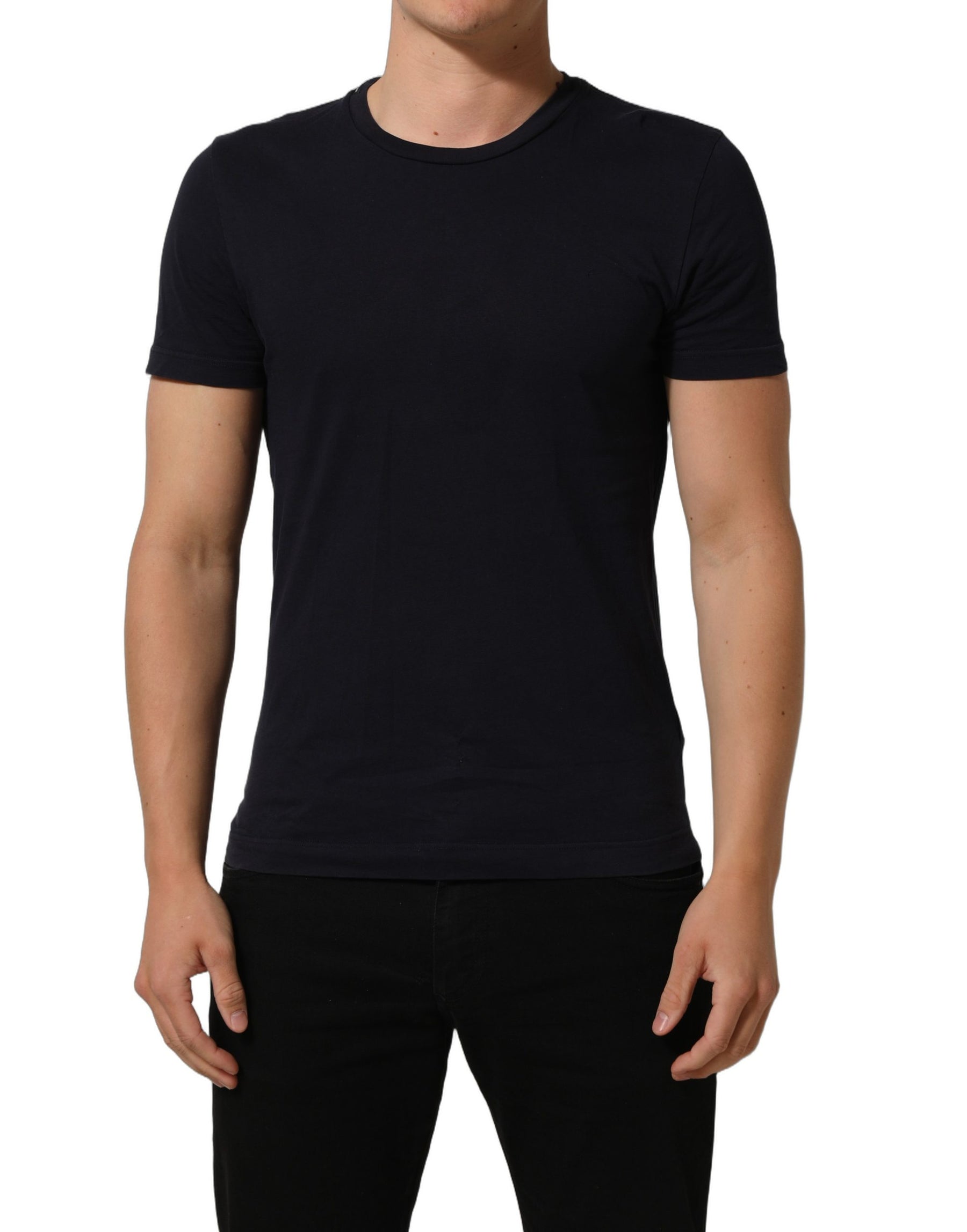 Dolce & Gabbana Black Cotton Short Sleeves Crew Neck T-shirt | Regal Royce
