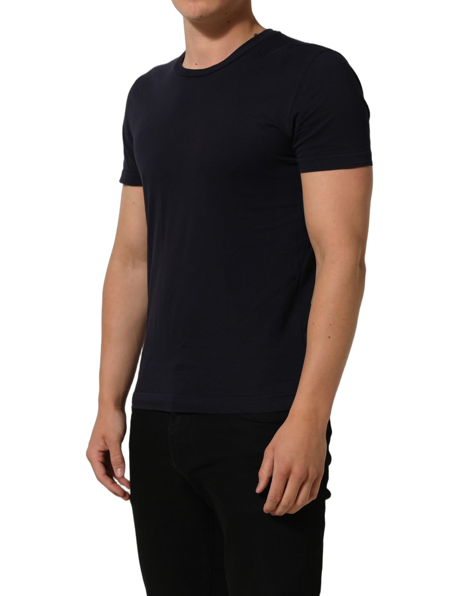 Dolce & Gabbana Black Cotton Short Sleeves Crew Neck T-shirt | Regal Royce