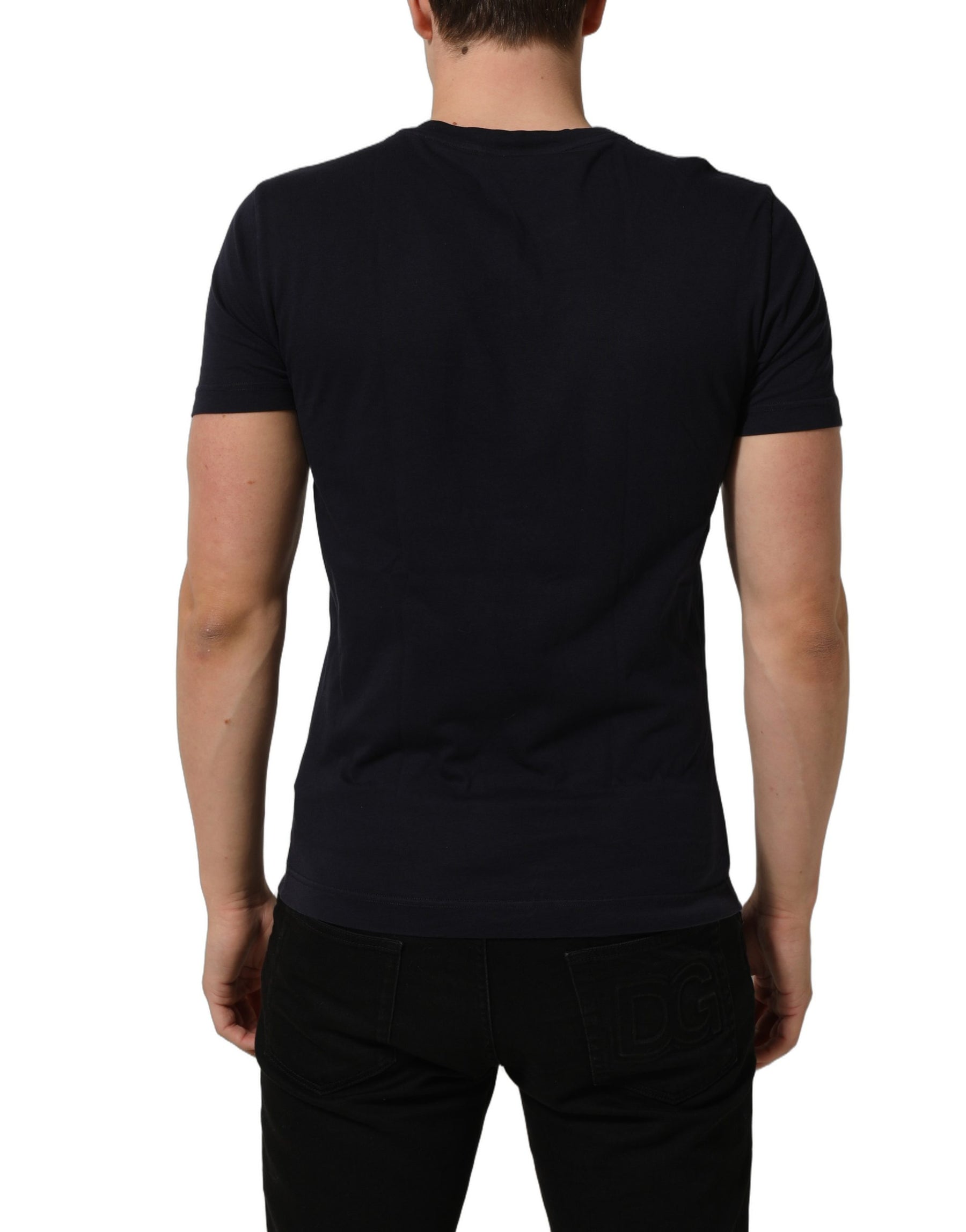 Dolce & Gabbana Black Cotton Short Sleeves Crew Neck T-shirt | Regal Royce