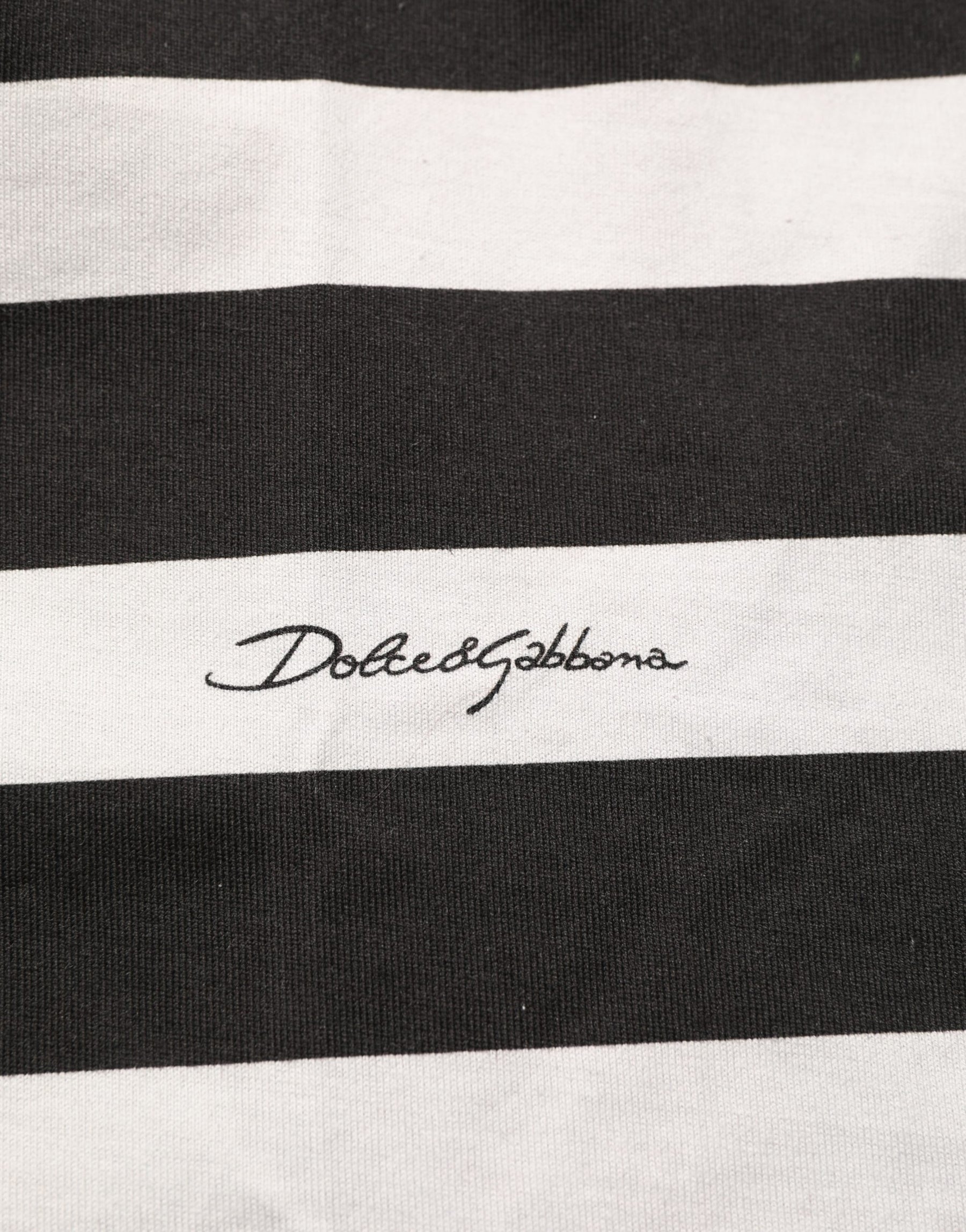 Dolce & Gabbana Black White Stripes Cotton Sleeveless T-shirt | Regal Royce