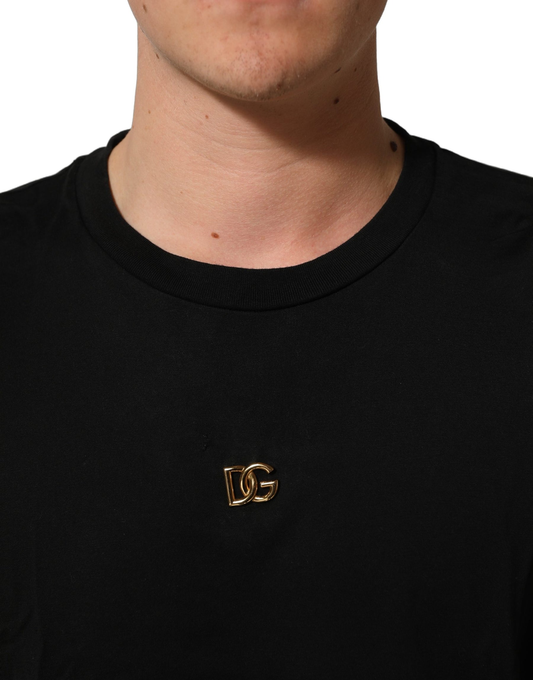 Dolce & Gabbana Black Metal DG Logo Short Sleeves T-shirt | Regal Royce